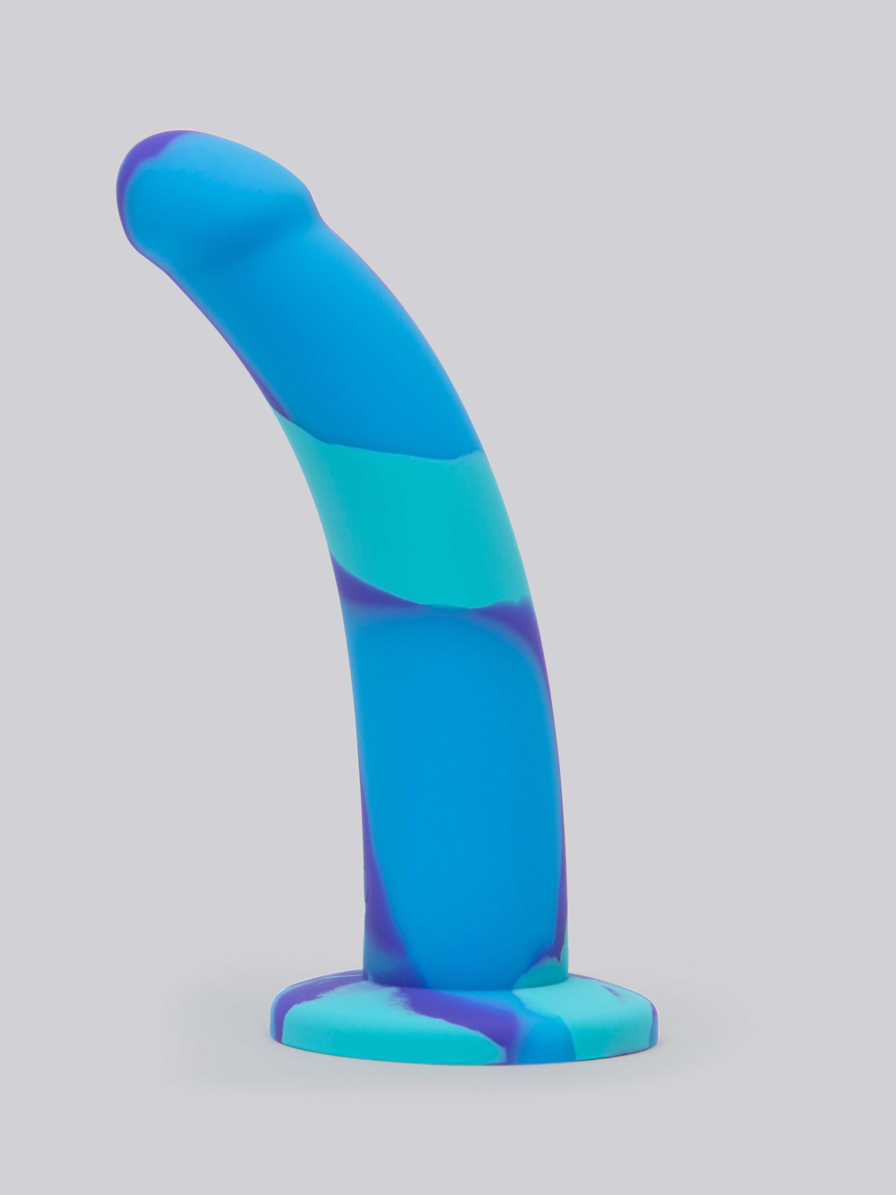 Lovehoney Air and Water Curved Silicone Suction Cup Dildo 7 Inch , Blue, hi-res
