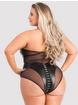 Lovehoney Fierce Plunging Mesh and Leather-Look Teddy, Black, hi-res