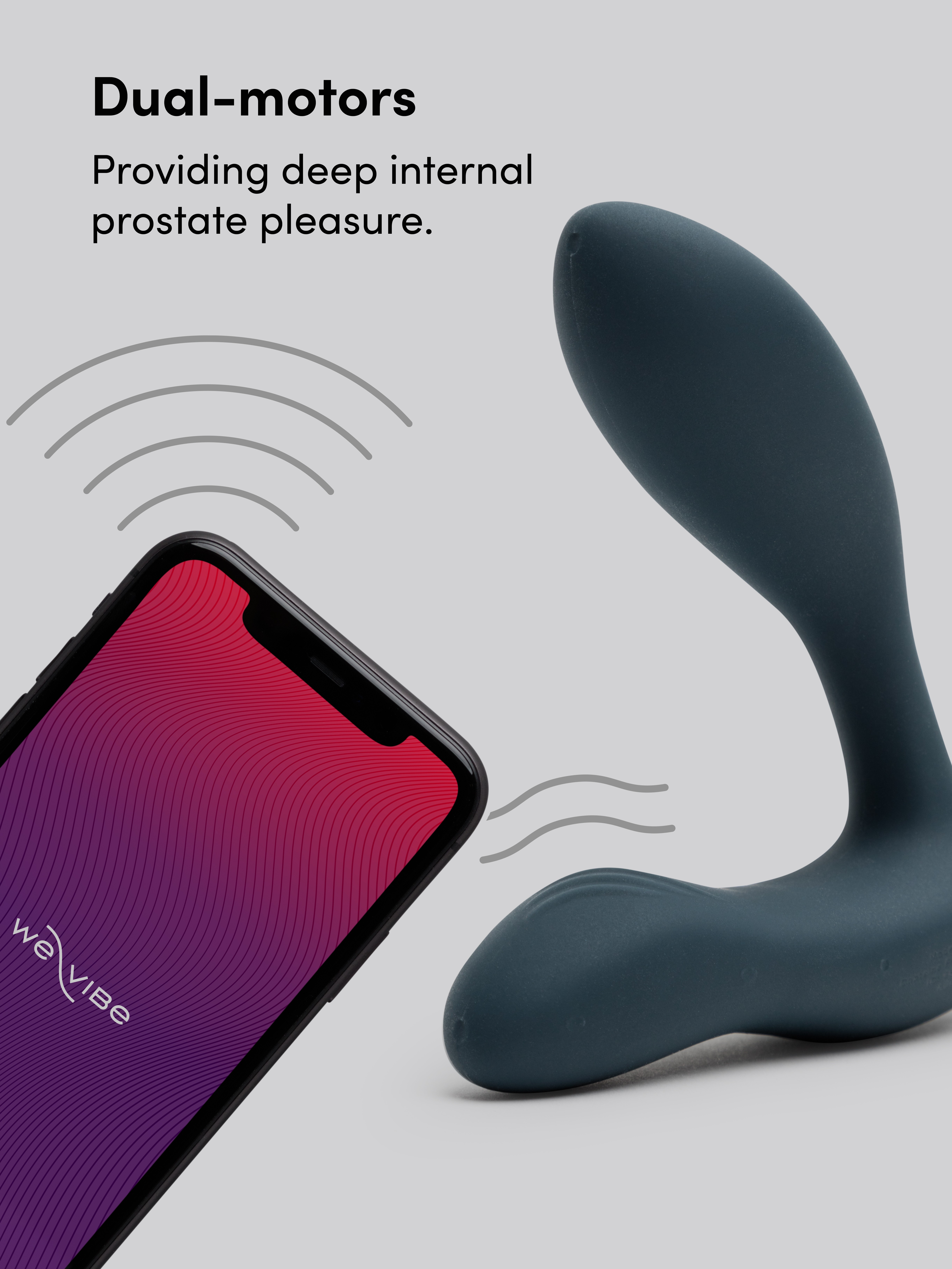 We-Vibe Vector App and Remote Controlled Rechargeable Prostate Massager, Grey, hi-res