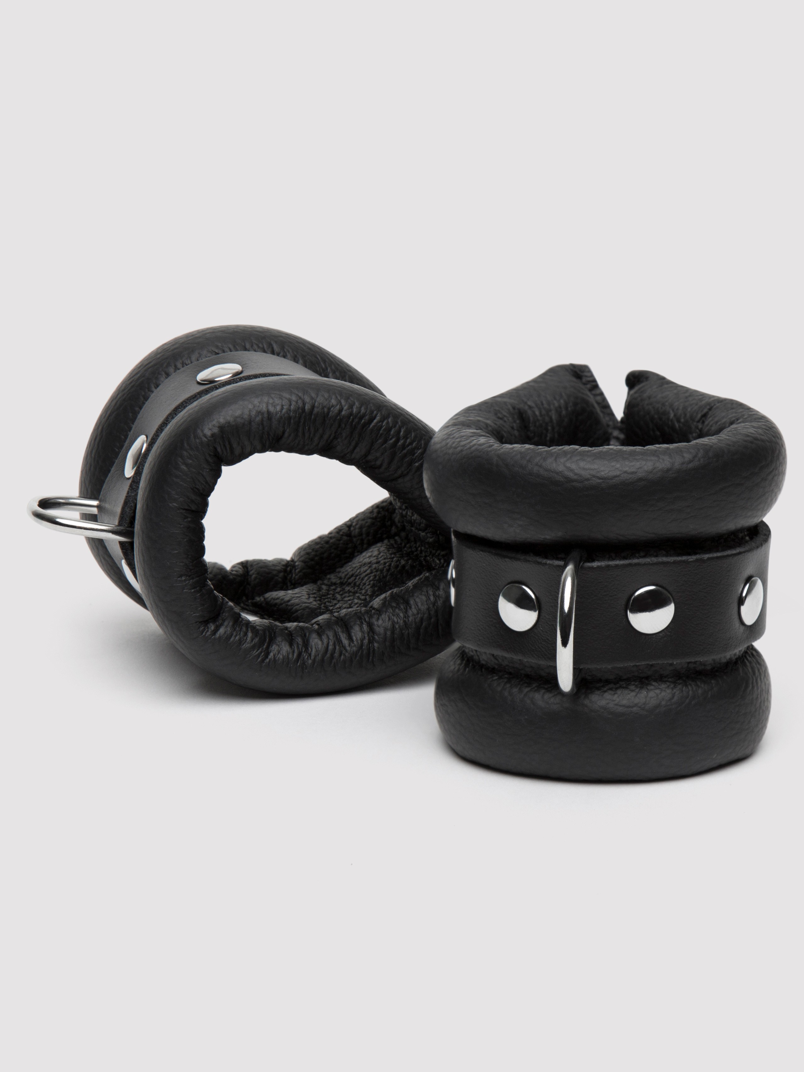 DOMINIX Deluxe Leather Weighted Wrist Cuffs, Black, hi-res