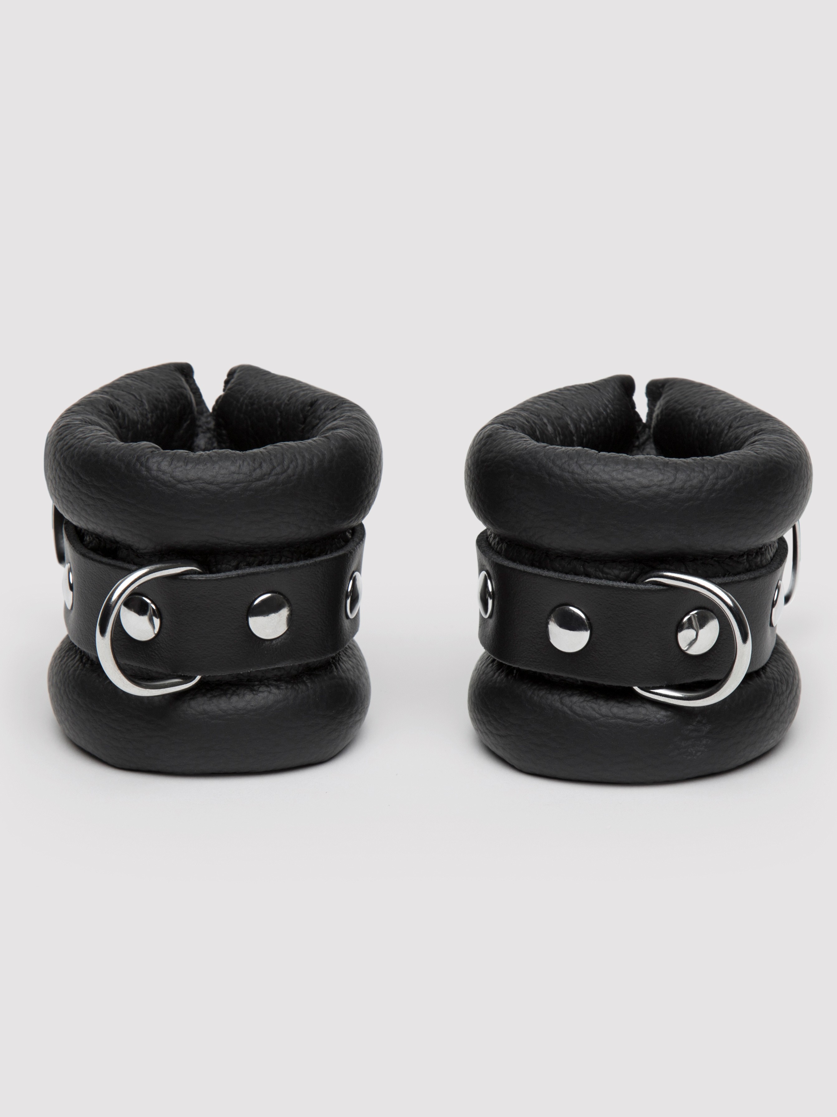 DOMINIX Deluxe Leather Weighted Wrist Cuffs, Black, hi-res