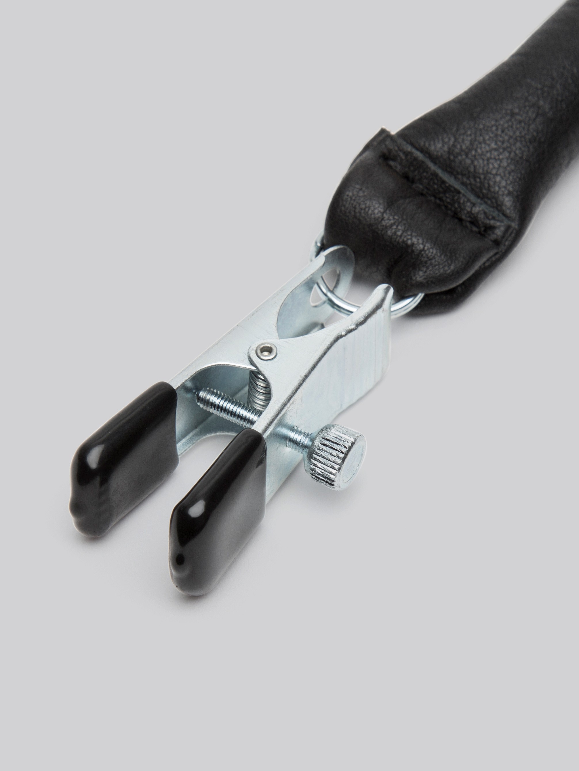 DOMINIX Deluxe Leather Weighted Nipple Clamps 200g, Black, hi-res