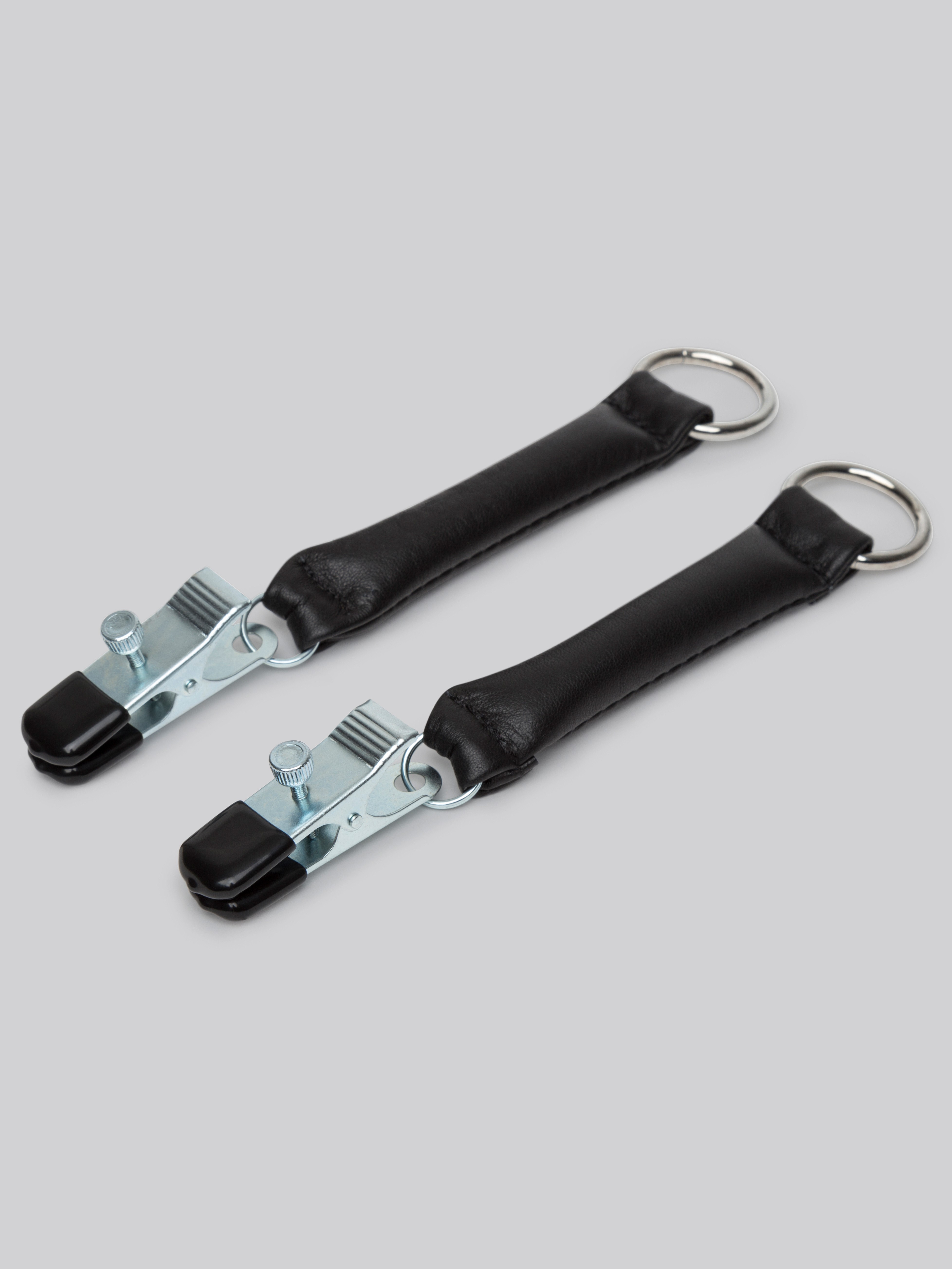 DOMINIX Deluxe Leather Weighted Nipple Clamps 80g, Black, hi-res