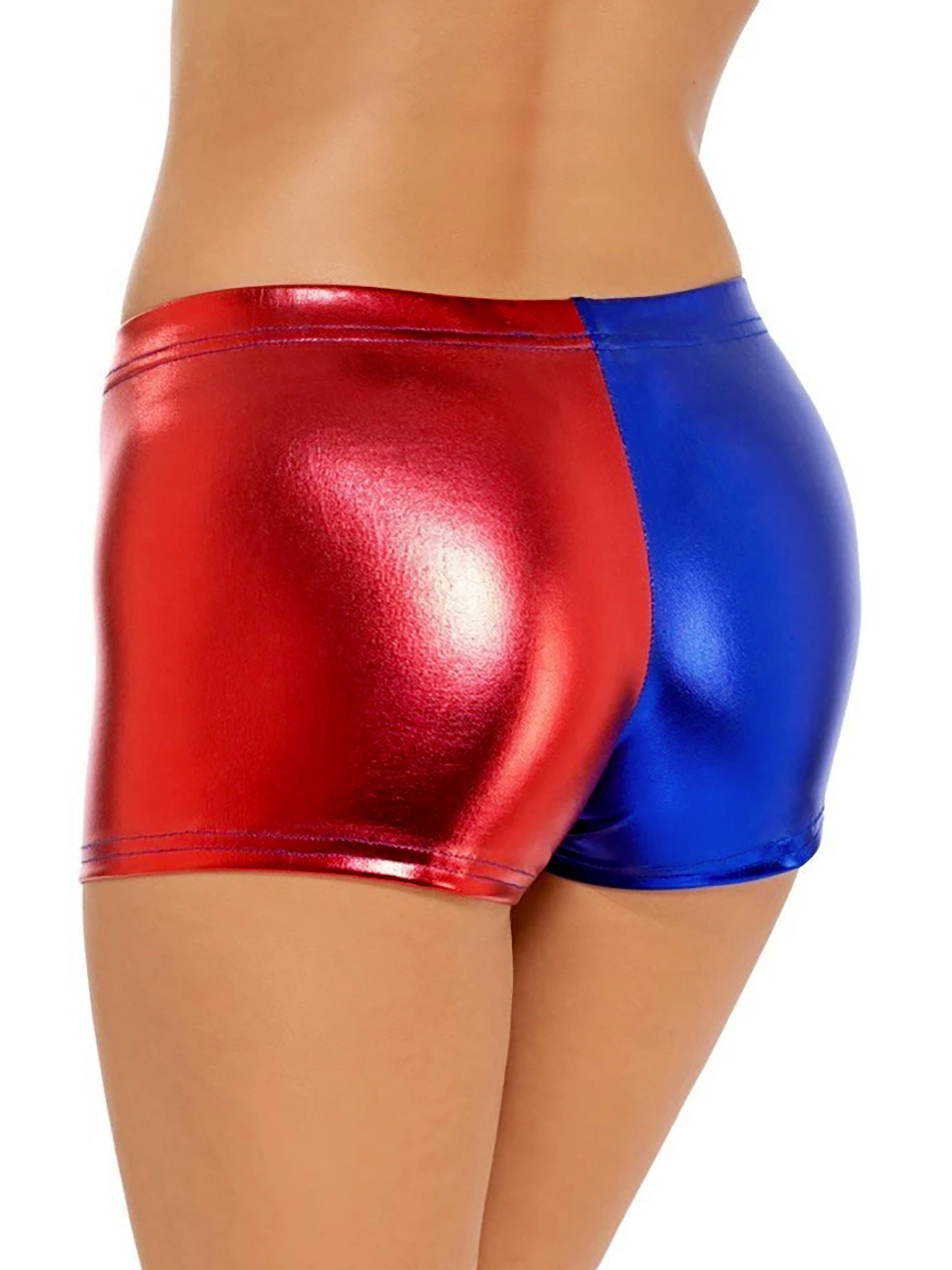 Fever Red and Blue Harlequin Metallic Hot Pants, Red, hi-res