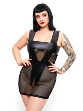 Brand X Plus Size Rock Chick Fishnet and Wet Look Dress 