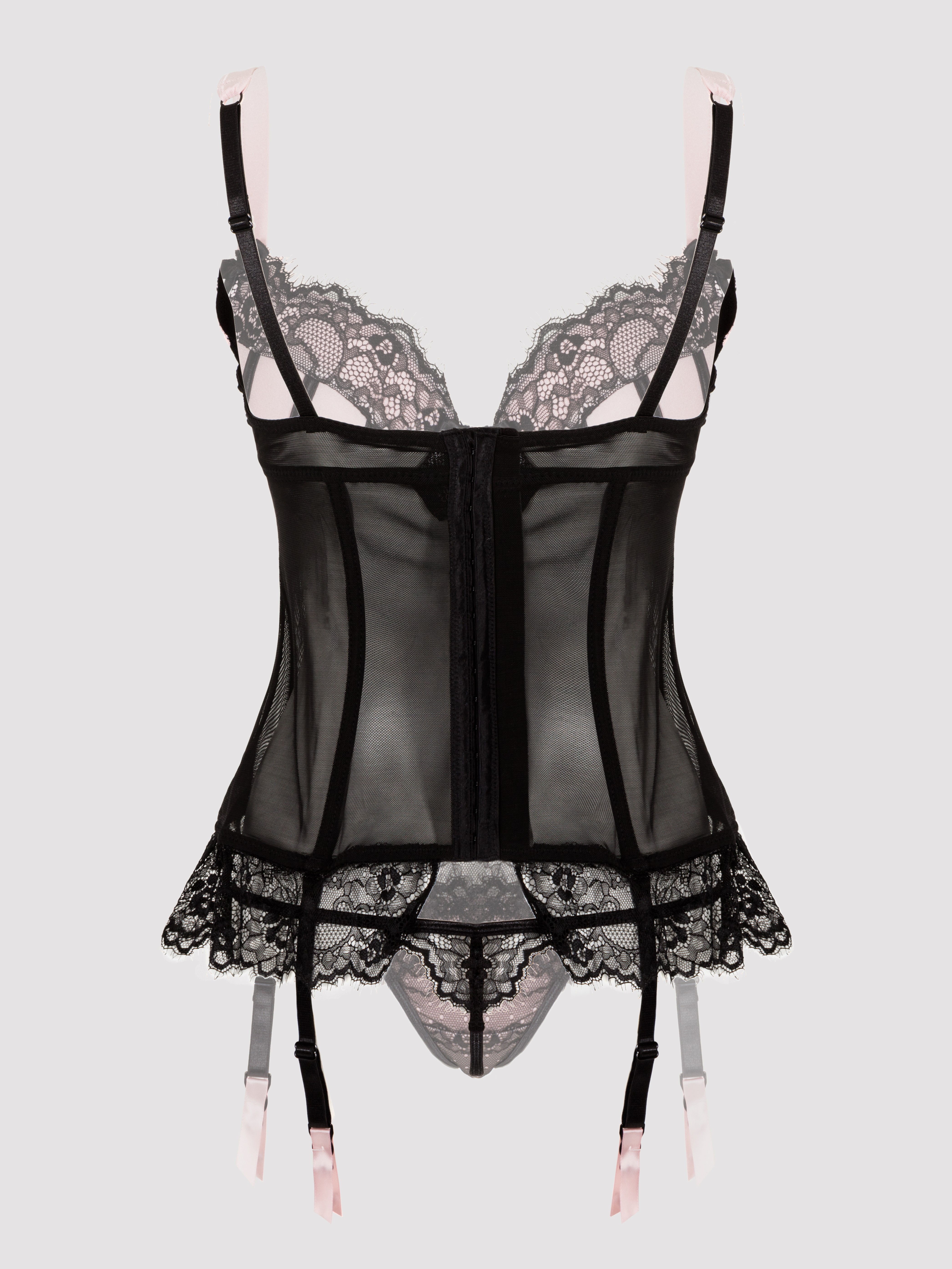 Lovehoney Boudoir Belle Cherry Push-Up Basque Set_test, Pink, vanilla