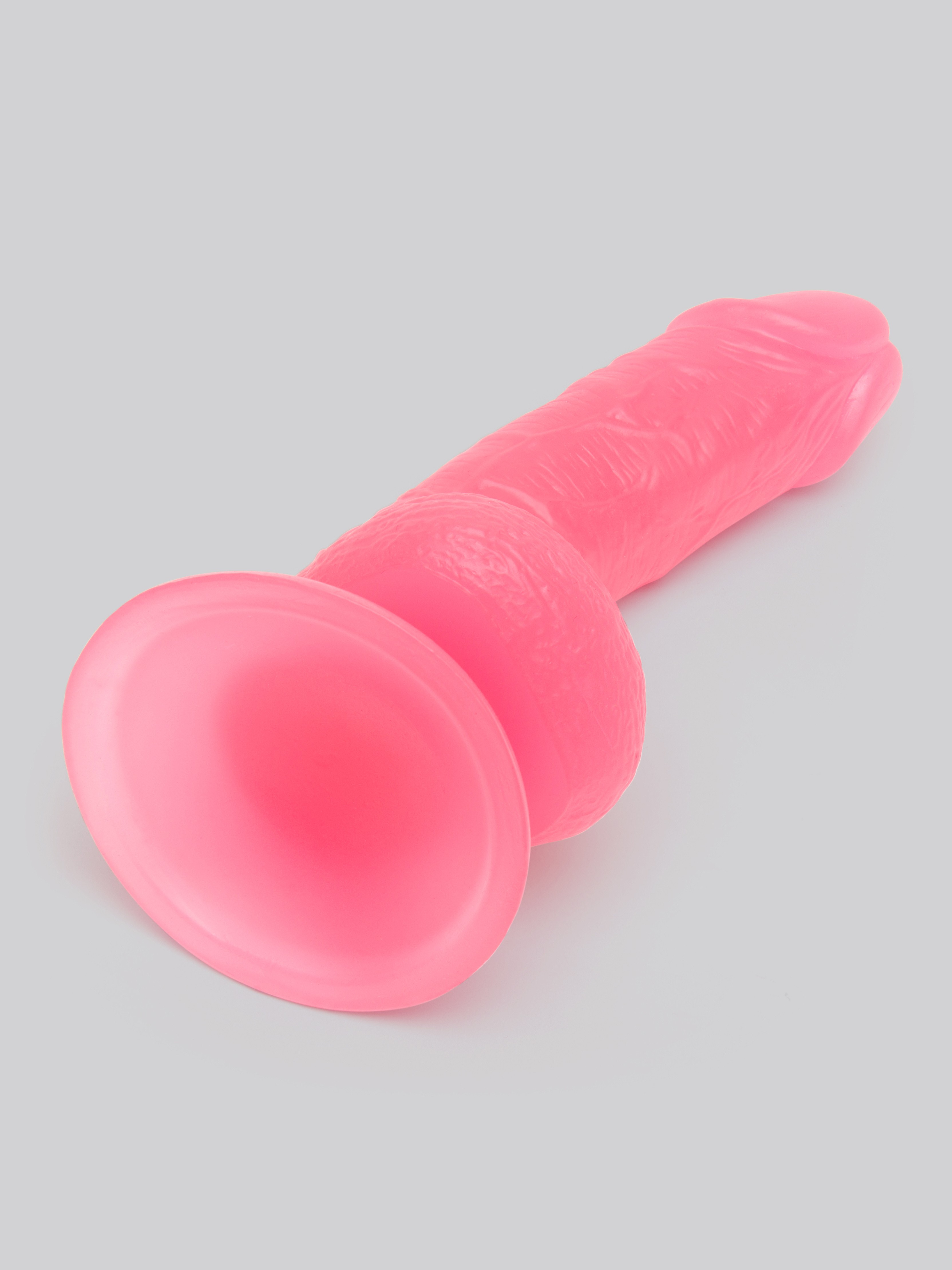 BASICS Glow In the Dark Realistic Suction Cup Dildo 6 Inch, Pink, hi-res