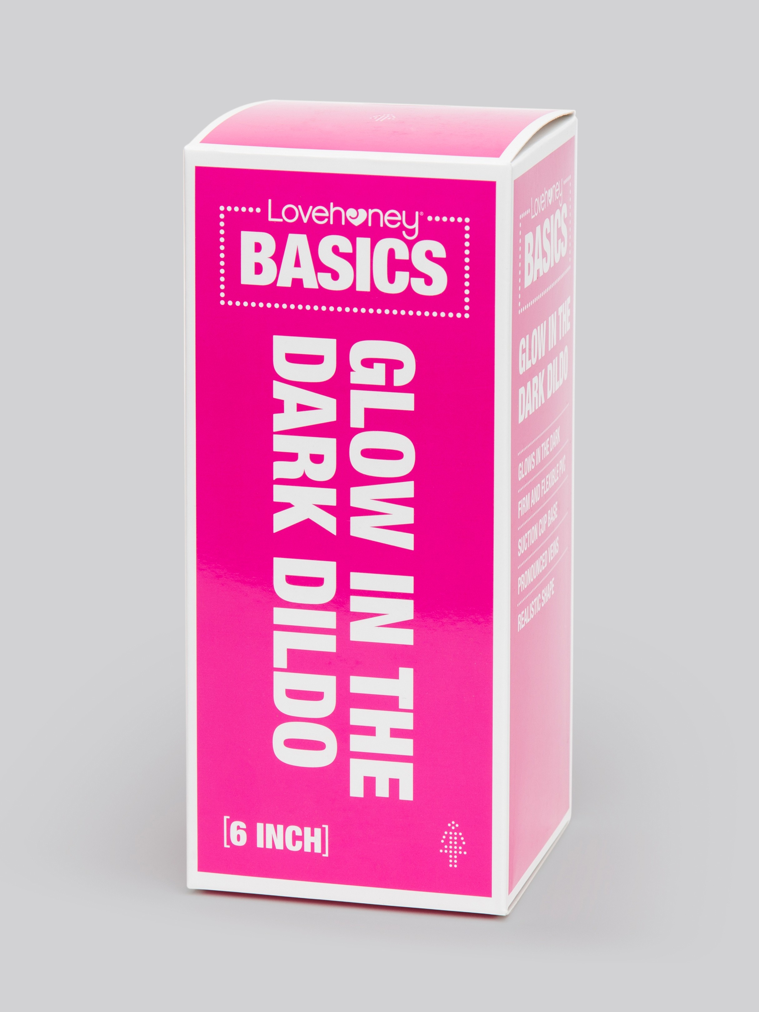 BASICS Glow In the Dark Realistic Suction Cup Dildo 6 Inch, Pink, hi-res