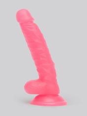 BASICS Glow In the Dark Realistic Suction Cup Dildo 8 Inch, Pink, hi-res