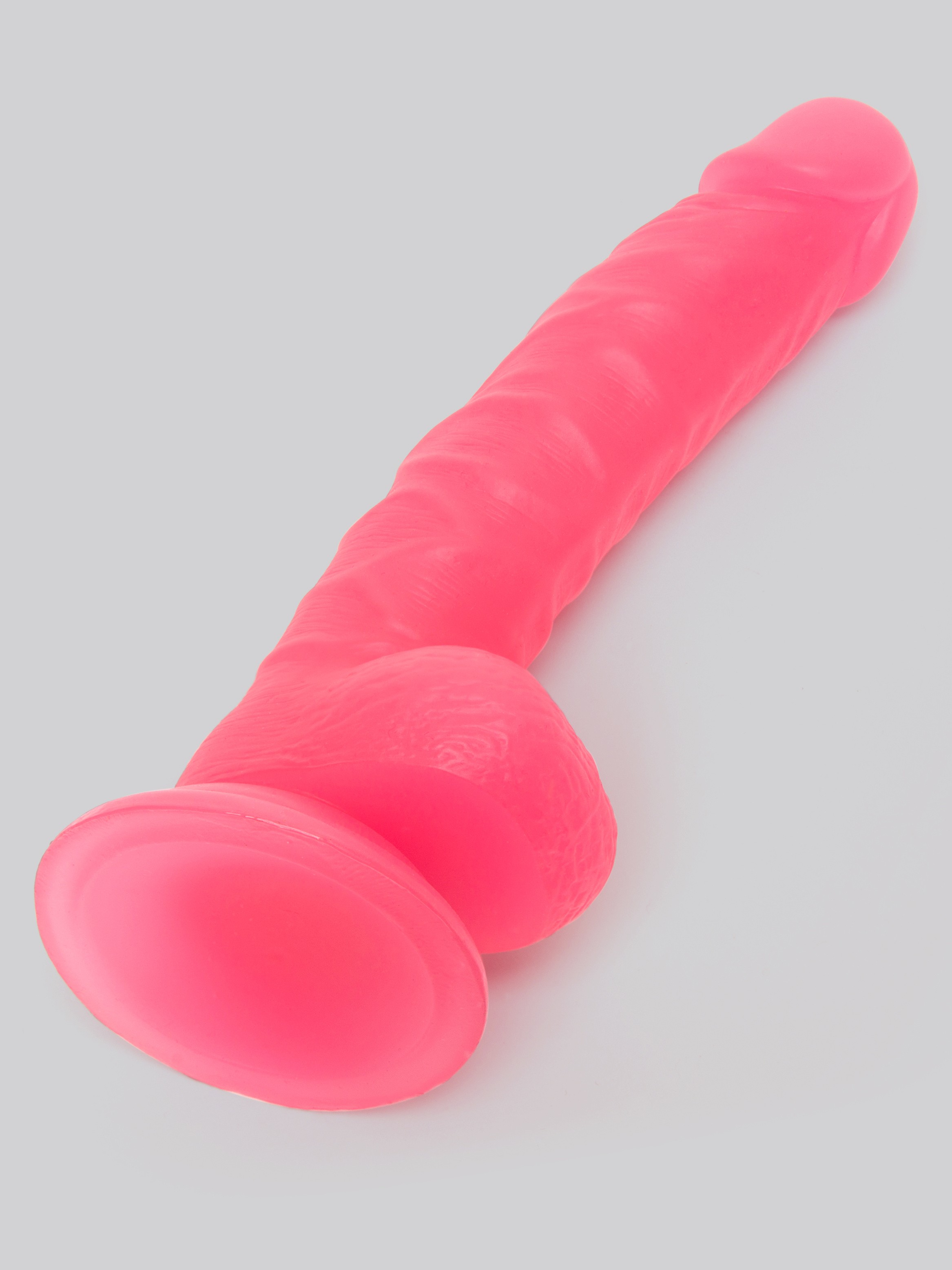 BASICS Glow In the Dark Realistic Suction Cup Dildo 8 Inch, Pink, hi-res