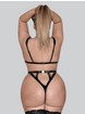 Exposed Lust Black Wet Look Studded Harness Teddy, Black, hi-res