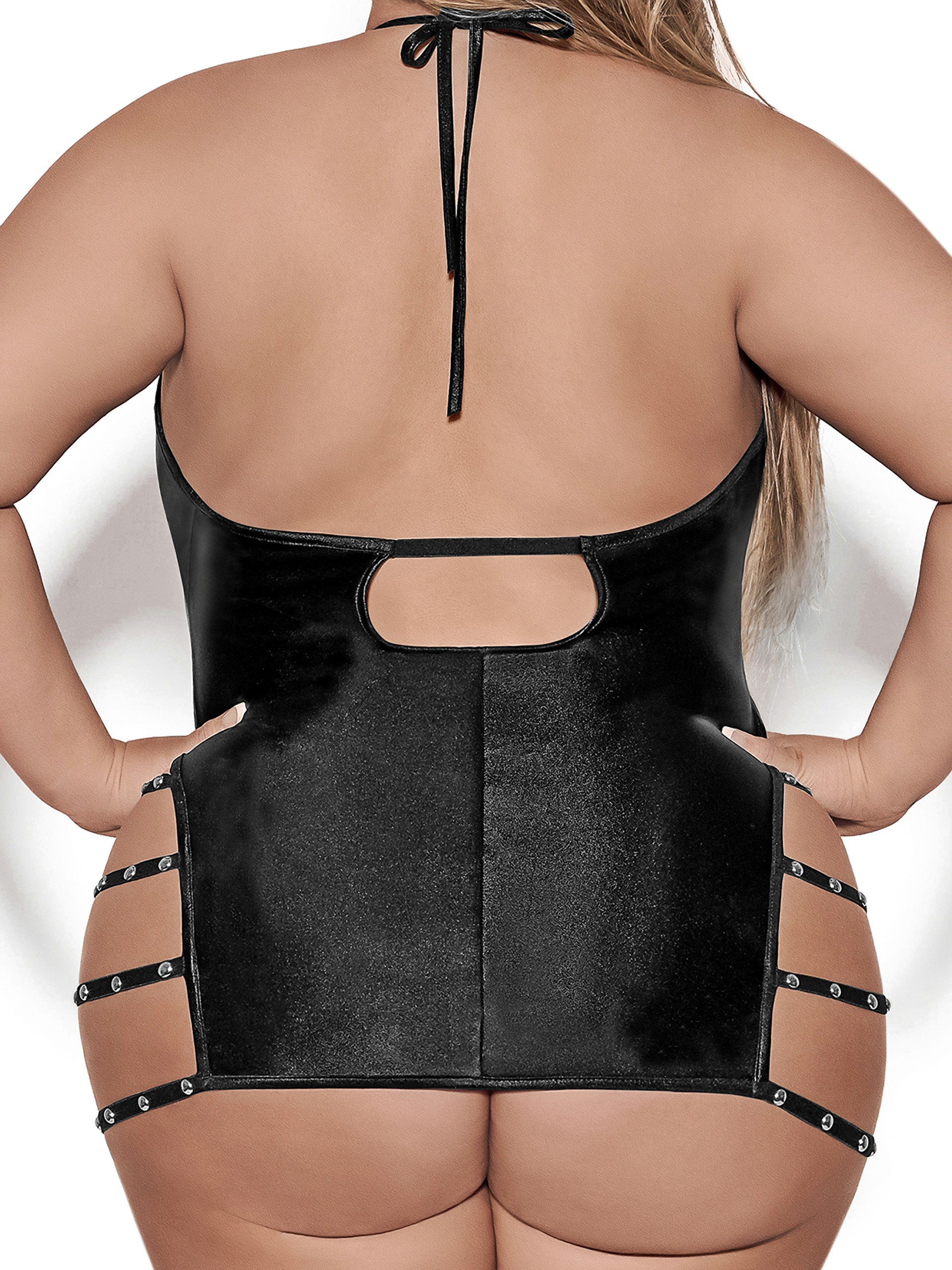 Exposed Lust Portia Fetish Wet Look Dress , Black, hi-res