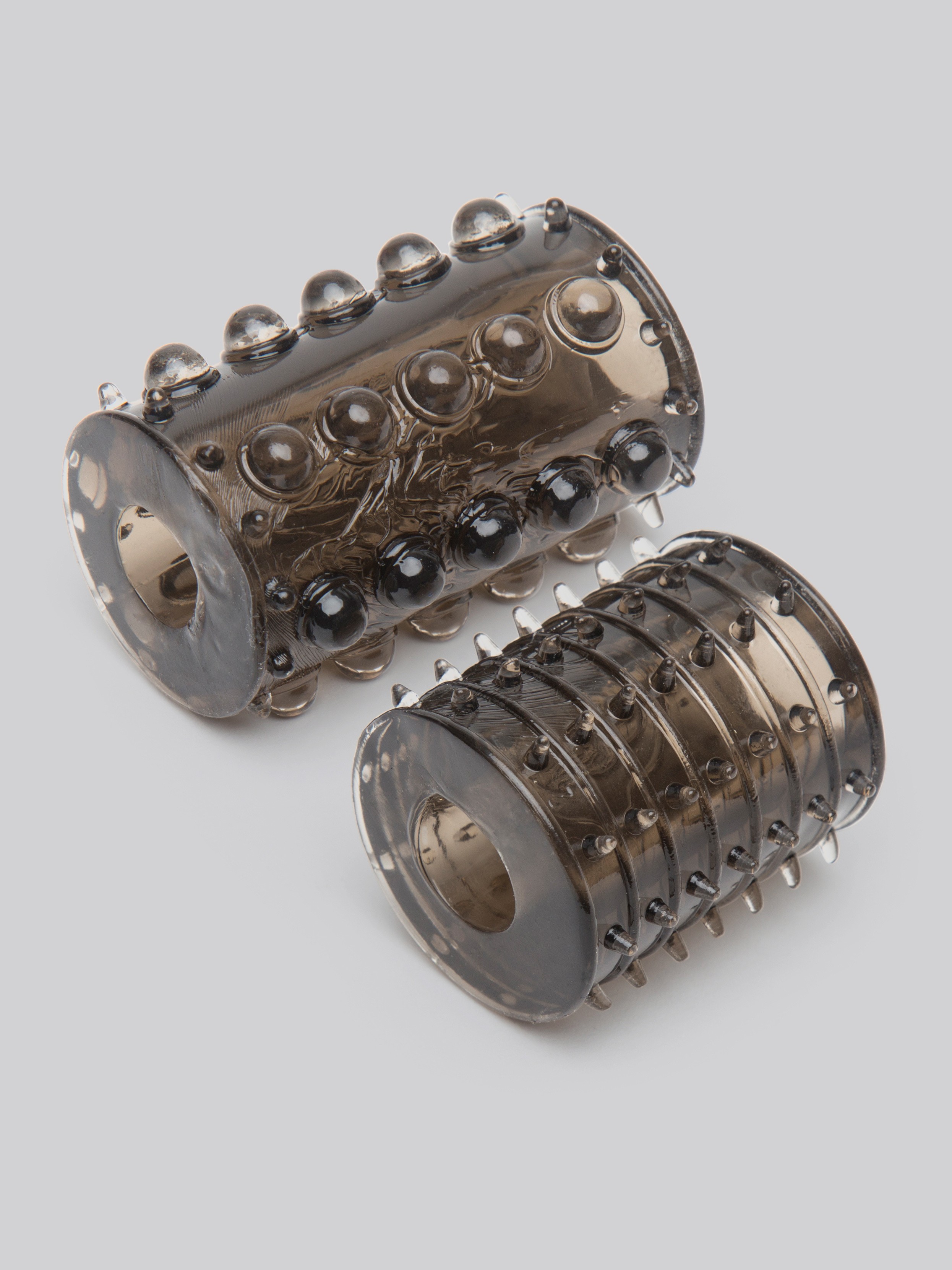 Stretchy Textured Extra Girth Penis Sleeves (2 Pack), Black, hi-res