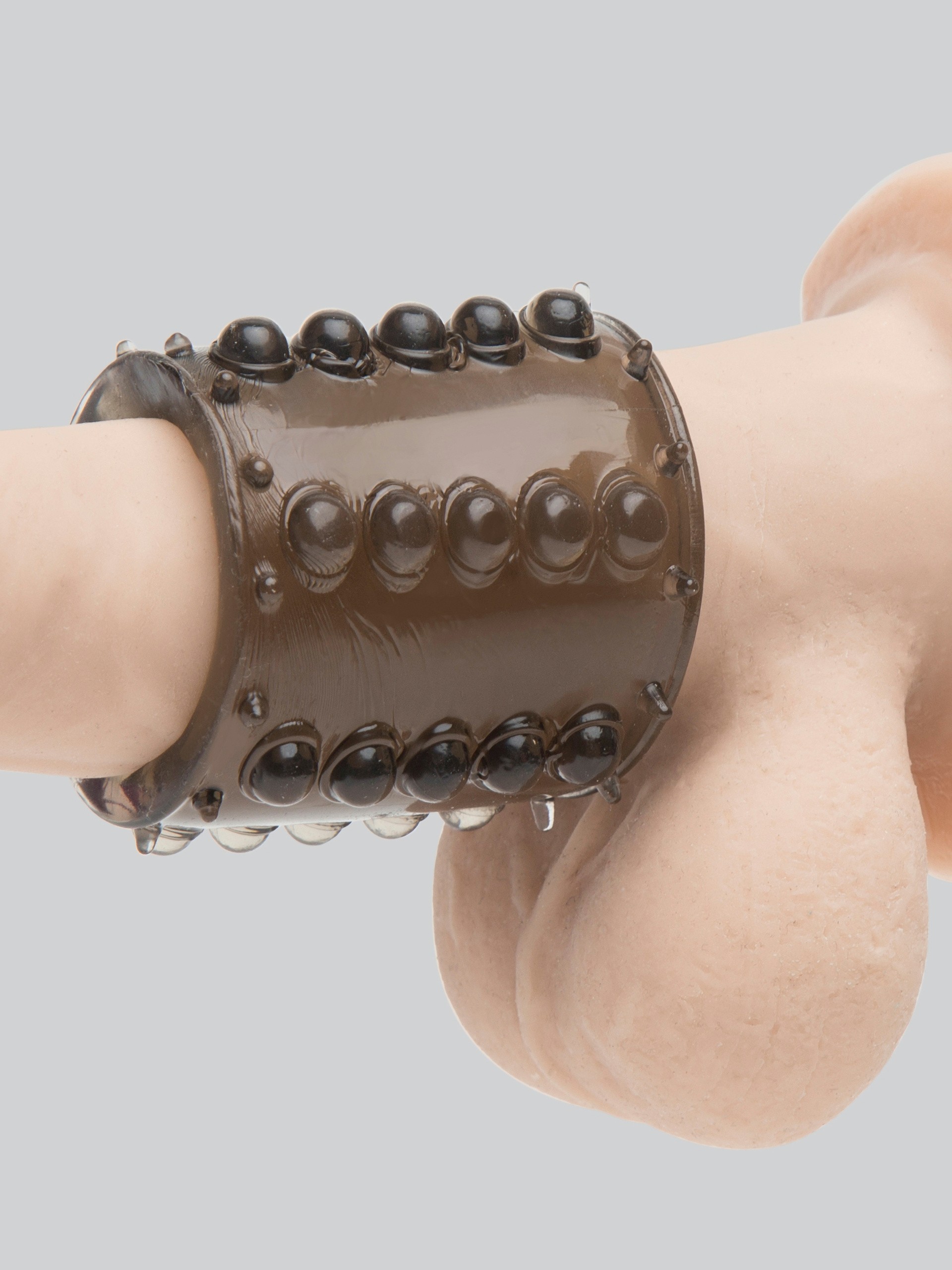 Stretchy Textured Extra Girth Penis Sleeves (2 Pack), Black, hi-res