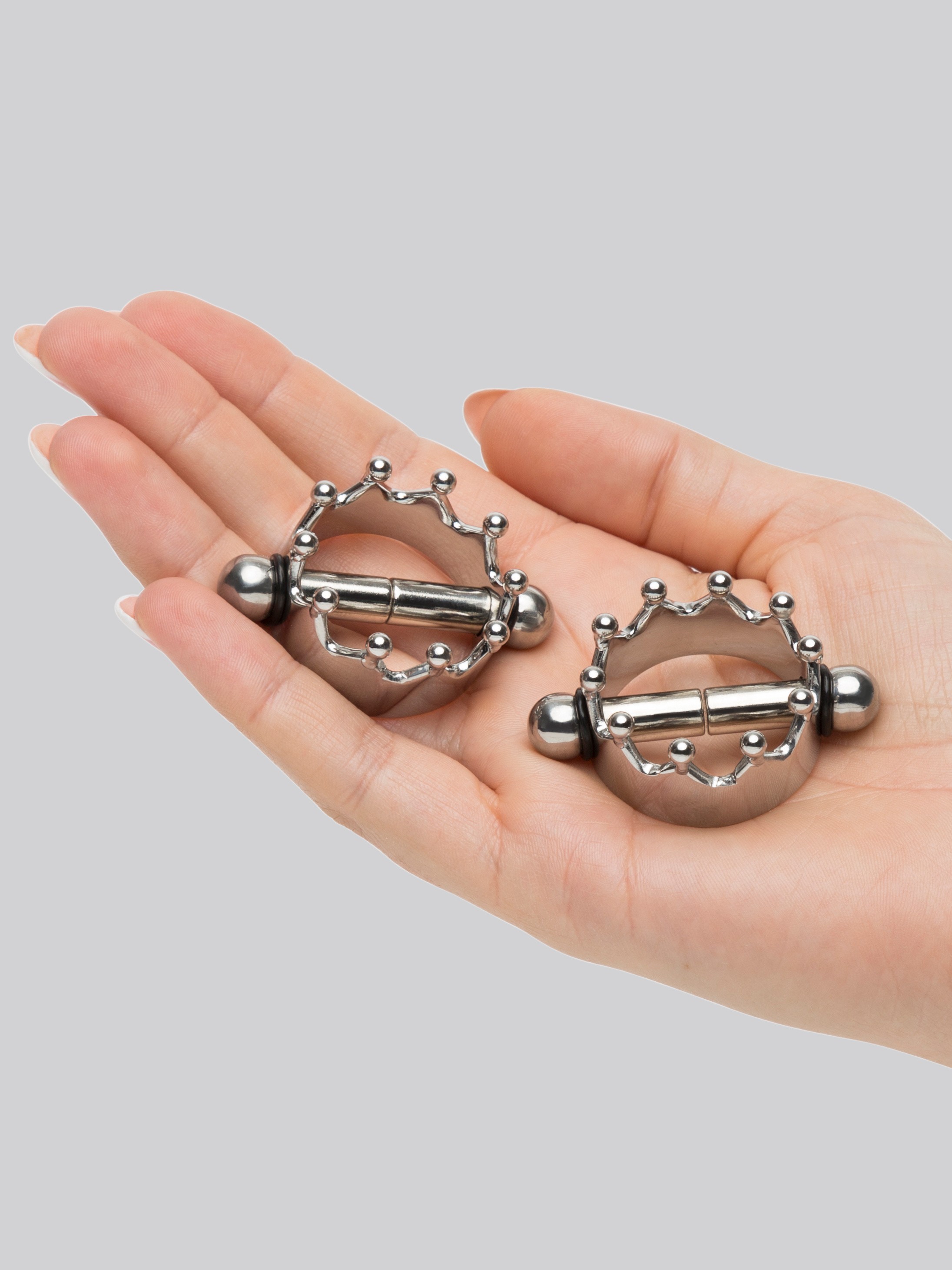 Magnetic Crown Nipple Clamps, Silver, hi-res