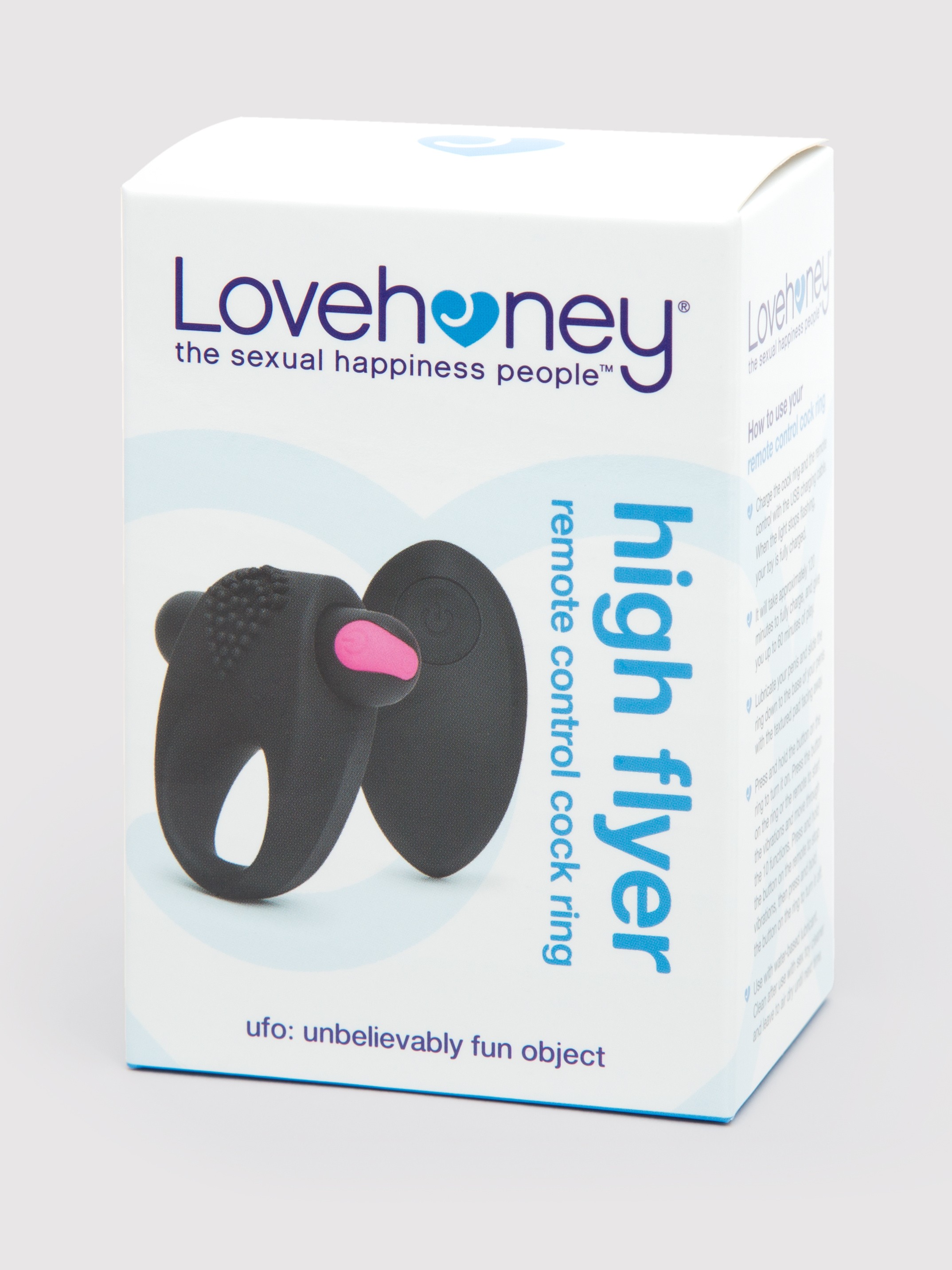 Lovehoney High Flyer 10 Function Remote Control Cock Ring, Black, hi-res