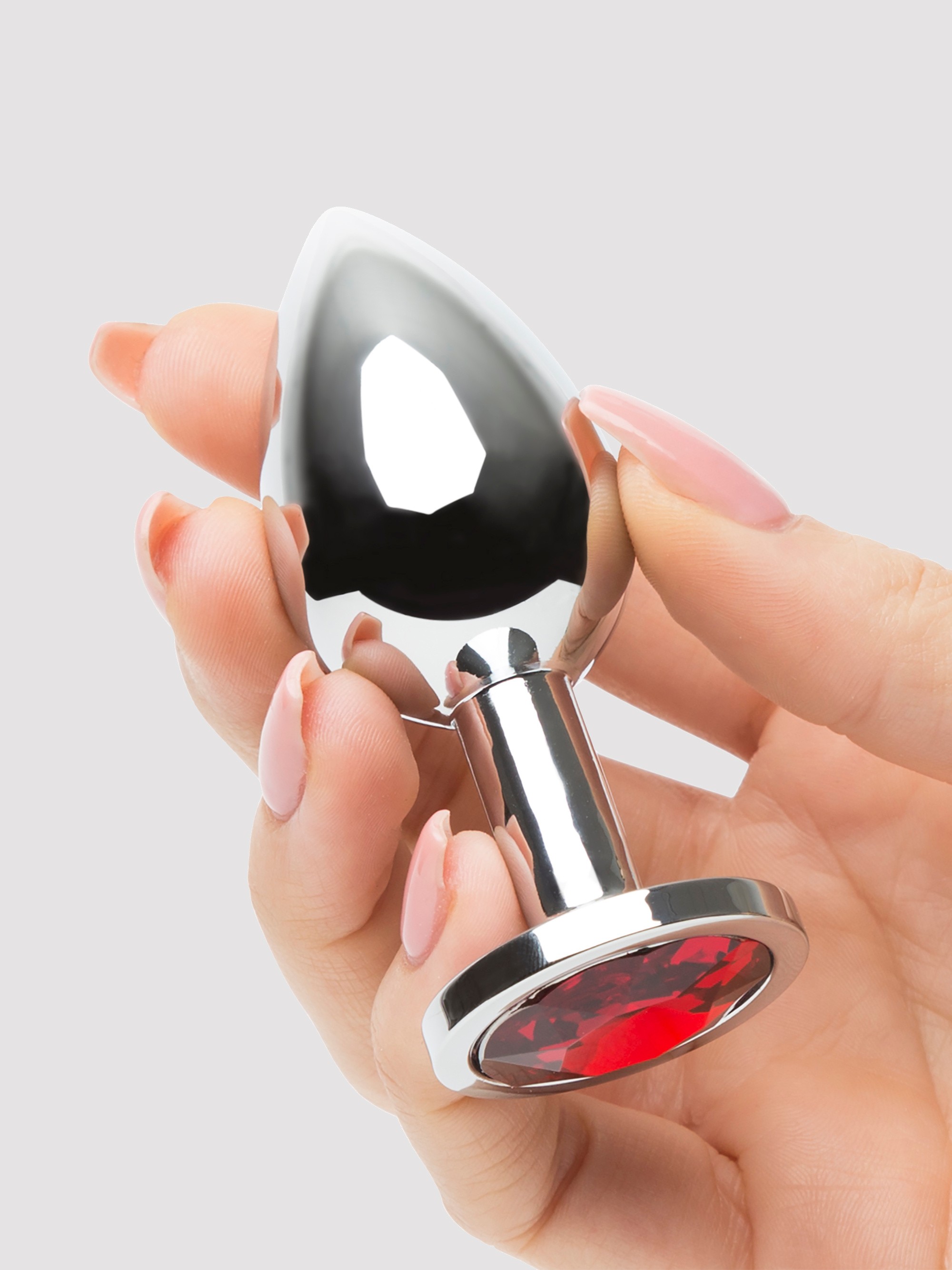 Lovehoney Jewelled Metal Beginner's Butt Plug 3 Inch, Red, hi-res