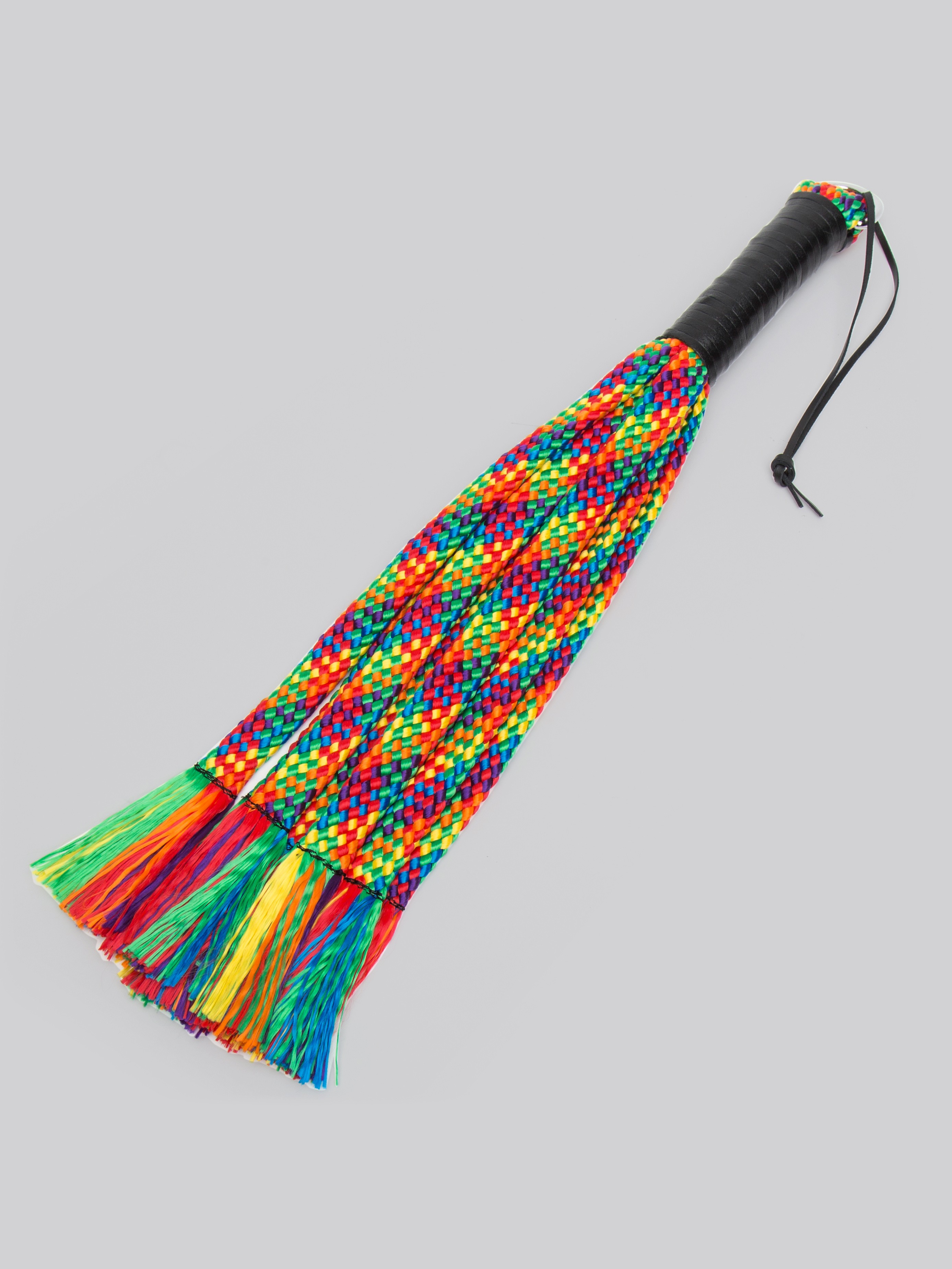 Bondage Boutique Rainbow Flogger with Leather Handle, Rainbow, hi-res
