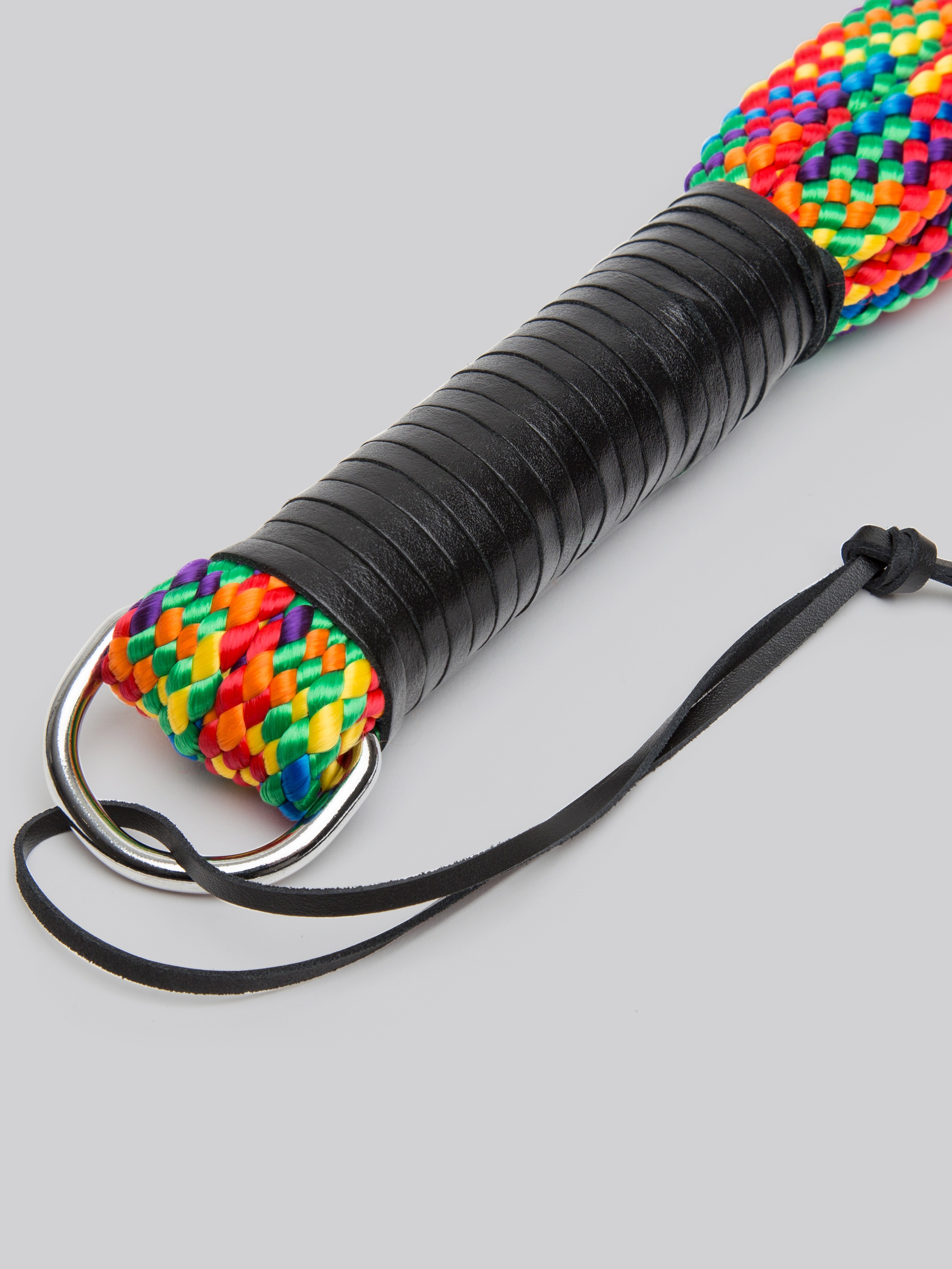 Bondage Boutique Rainbow Flogger with Leather Handle, Rainbow, hi-res