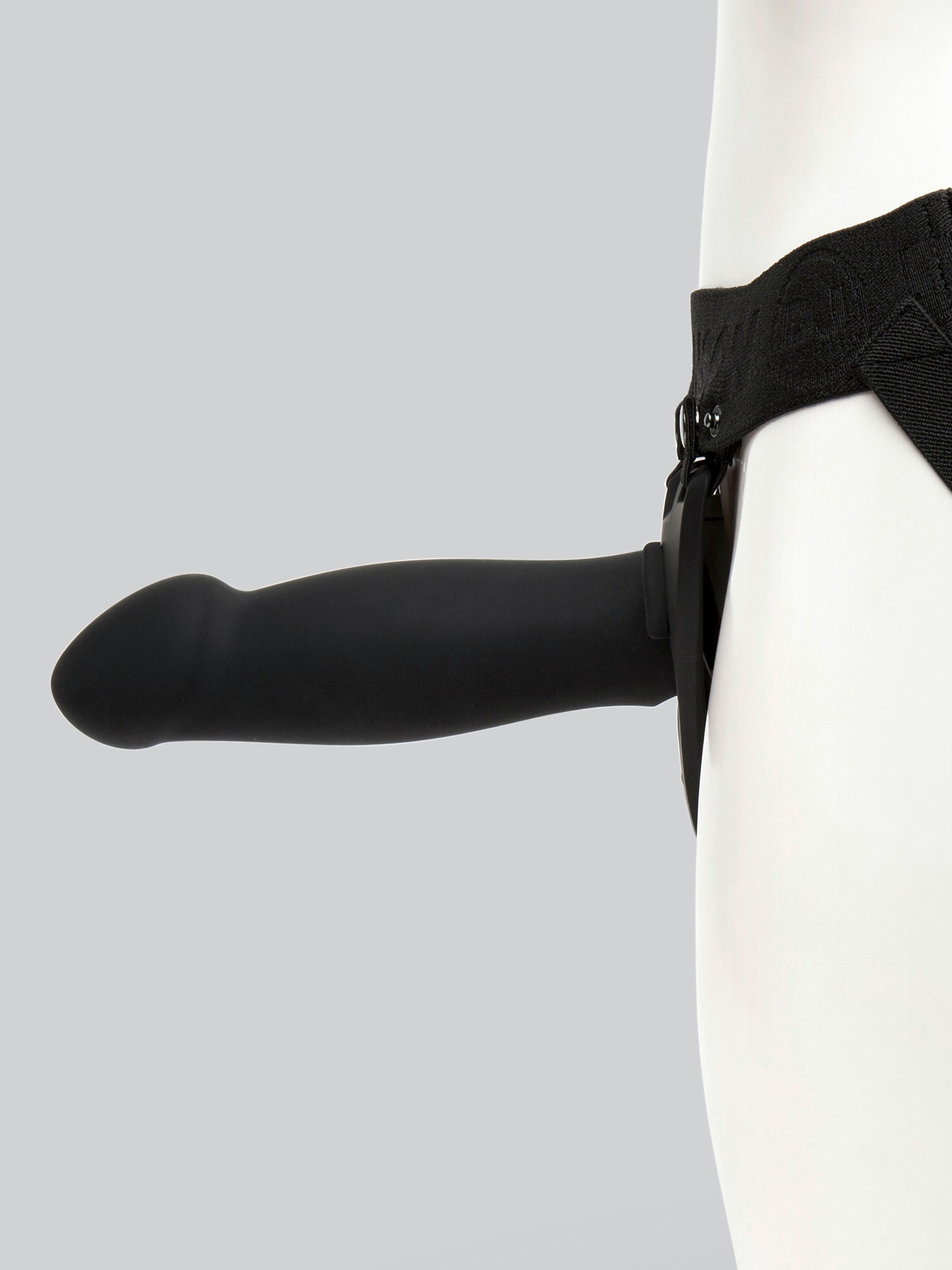 Doc Johnson Silicone Hollow Remote Control Strap-On Set 8 Inch, Black, hi-res