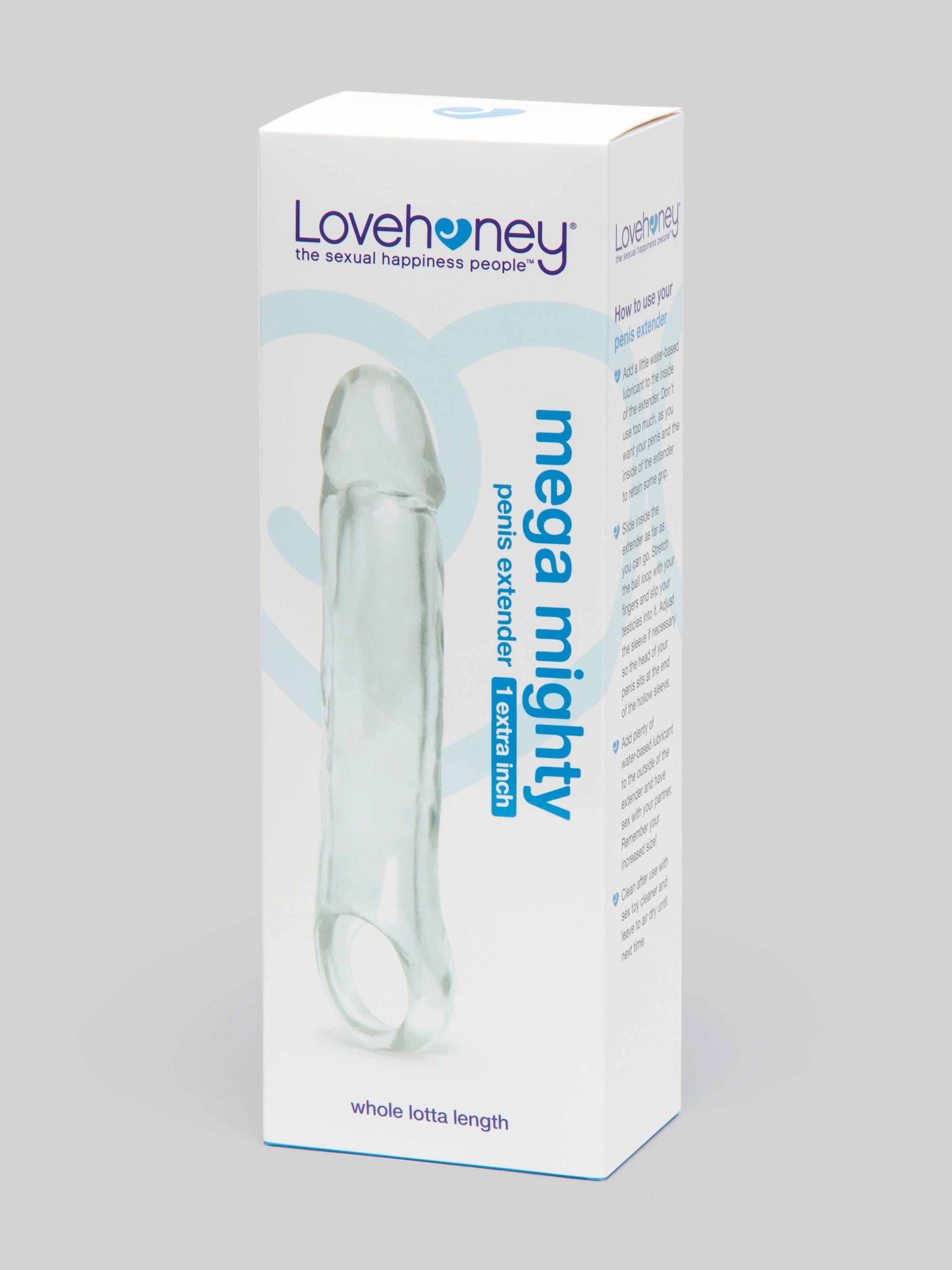 Lovehoney Mega Mighty 1 Extra Inch Penis Extender with Ball Loop, Clear, hi-res