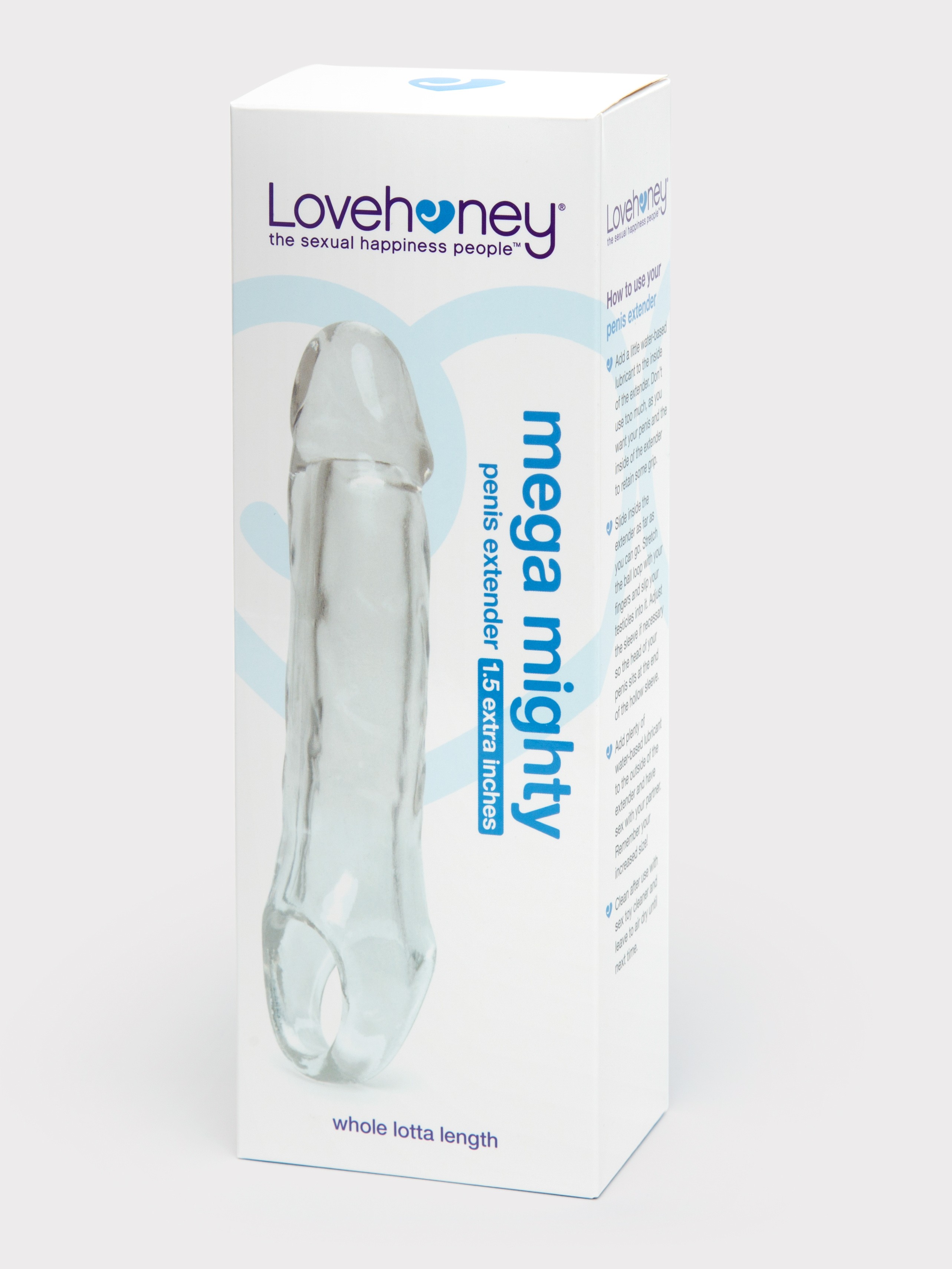 Lovehoney Mega Mighty 1.5 Extra Inches Penis Extender with Ball Loop, Clear, hi-res