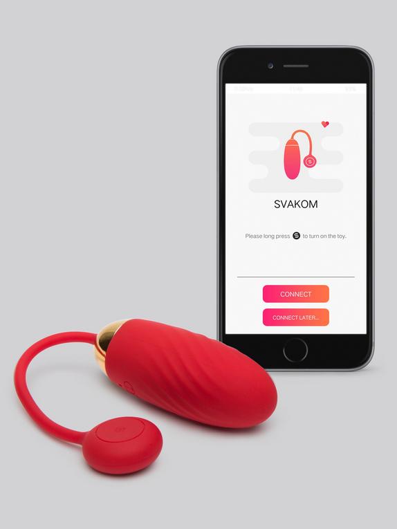 Svakom Ella App Controlled Rechargeable Textured Love Egg Vibrator, Red, hi-res