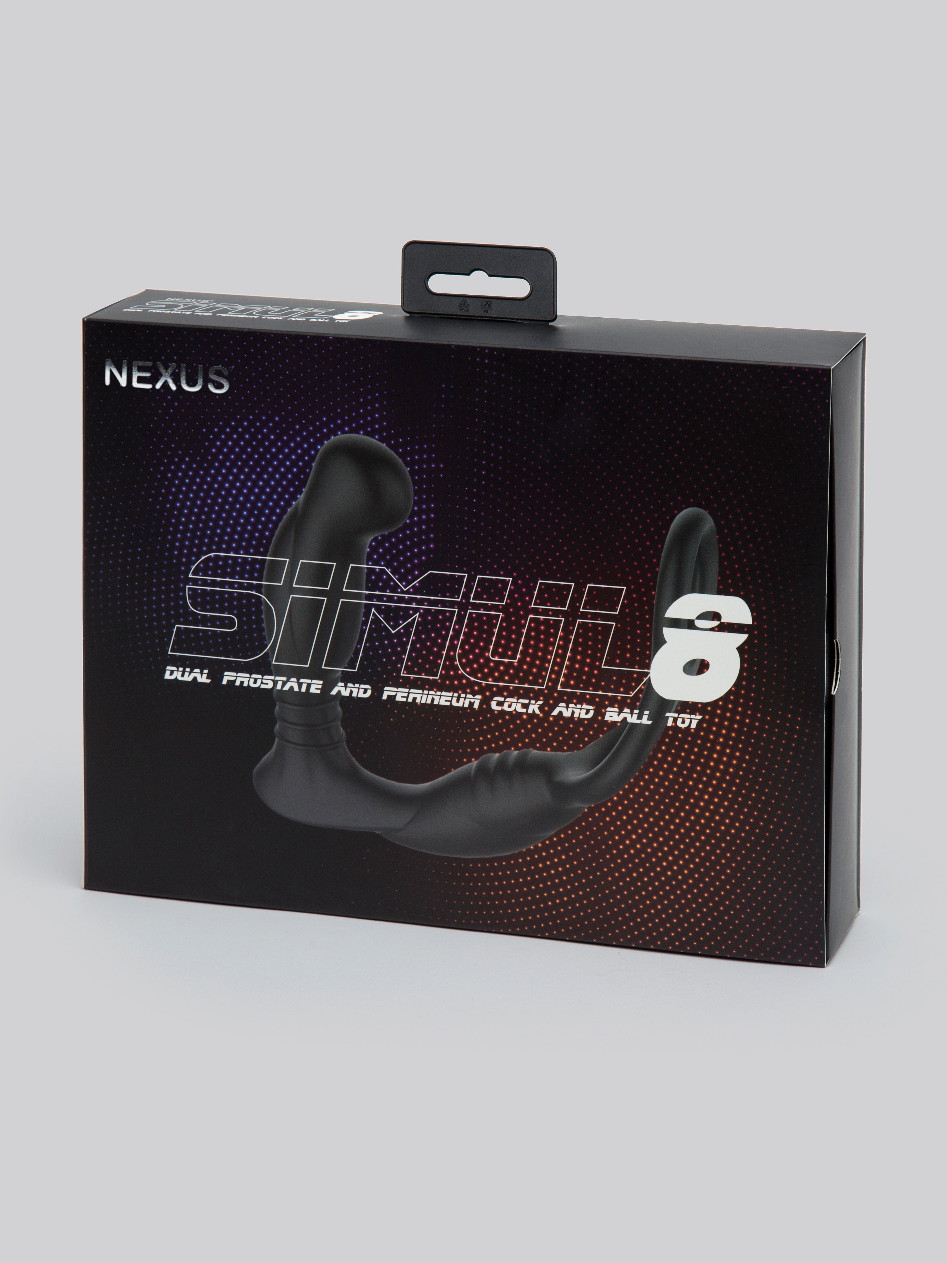 Nexus Simul8 Prostate Massager with Double Cock Ring, Black, hi-res