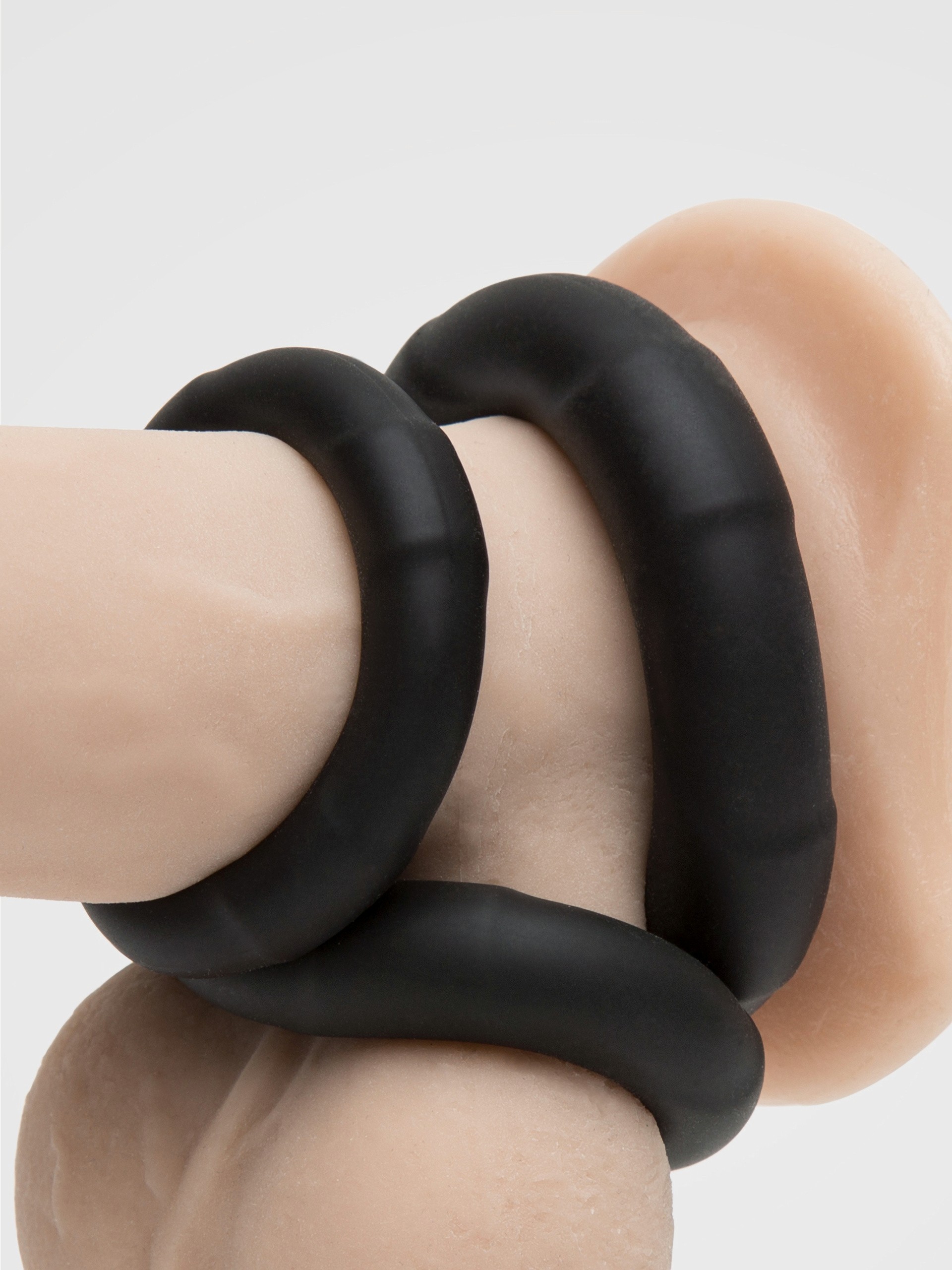 Lovehoney Ultra Thick Silicone Cock Ring Set (3 Pack), Black, hi-res