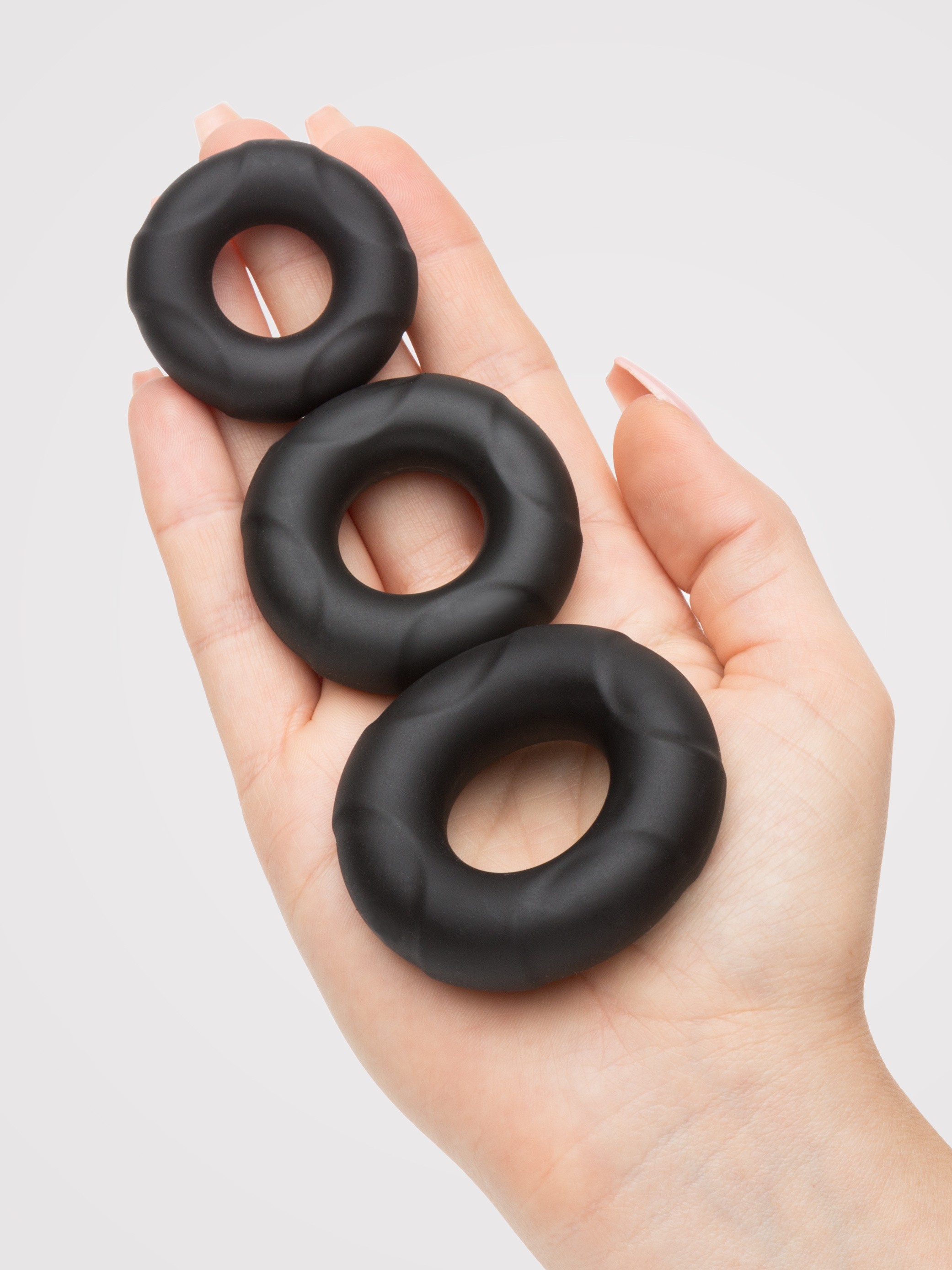 Lovehoney Ultra Thick Silicone Cock Ring Set (3 Pack), Black, hi-res