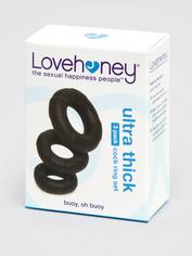 Lovehoney Ultra Thick Silicone Cock Ring Set (3 Count), Black, hi-res