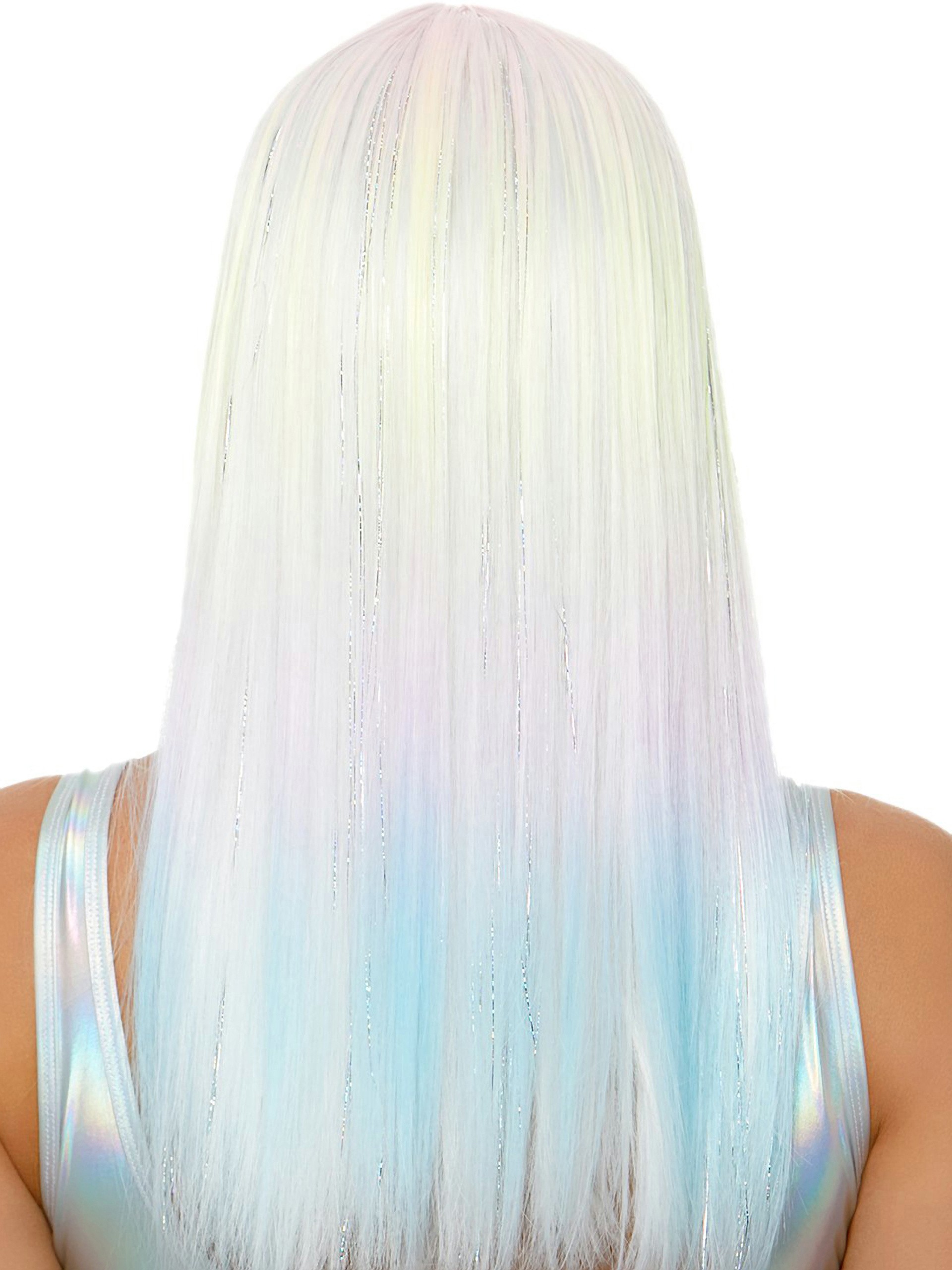 Leg Avenue Glow in the Dark Holographic Wig , Rainbow, hi-res