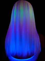 Leg Avenue Glow in the Dark Holographic Wig , Rainbow, hi-res
