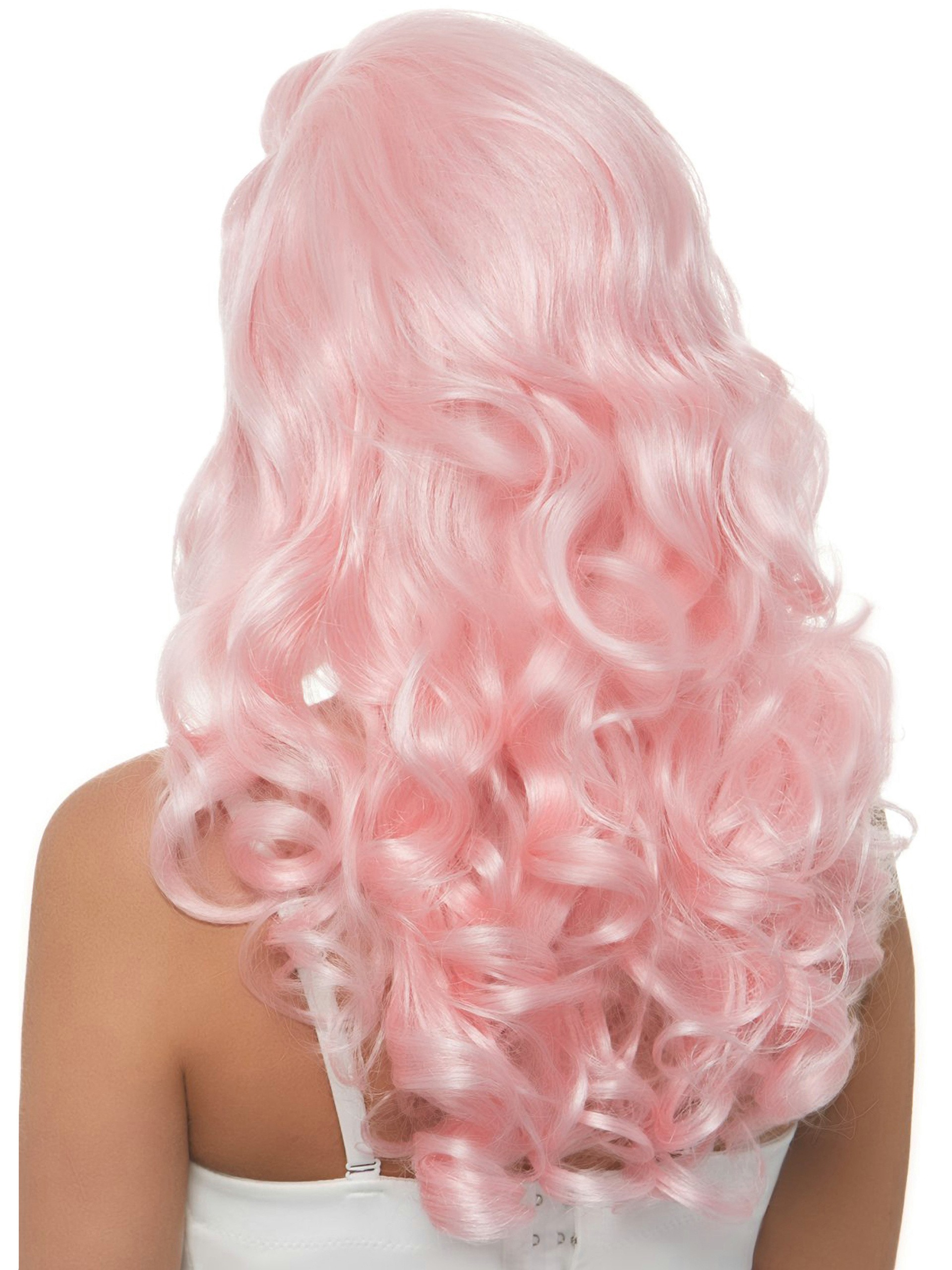 Leg Avenue Pink Bombshell Long Curly Wig, Pink, hi-res