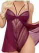 Escante Underwired Black Lace and Mesh Teddy , Wine, hi-res