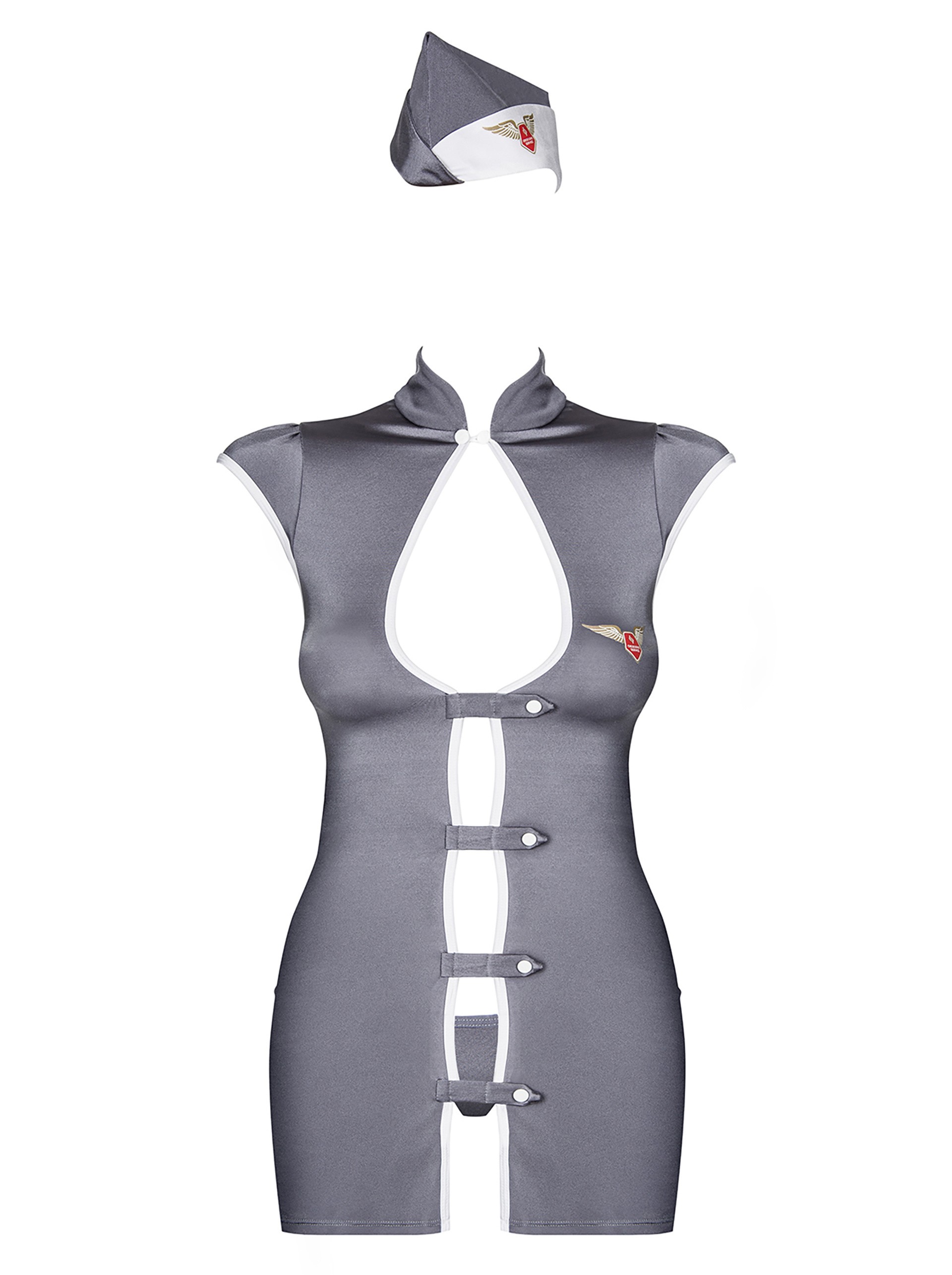 Obsessive Grey Air Hostess Costume, Grey, hi-res