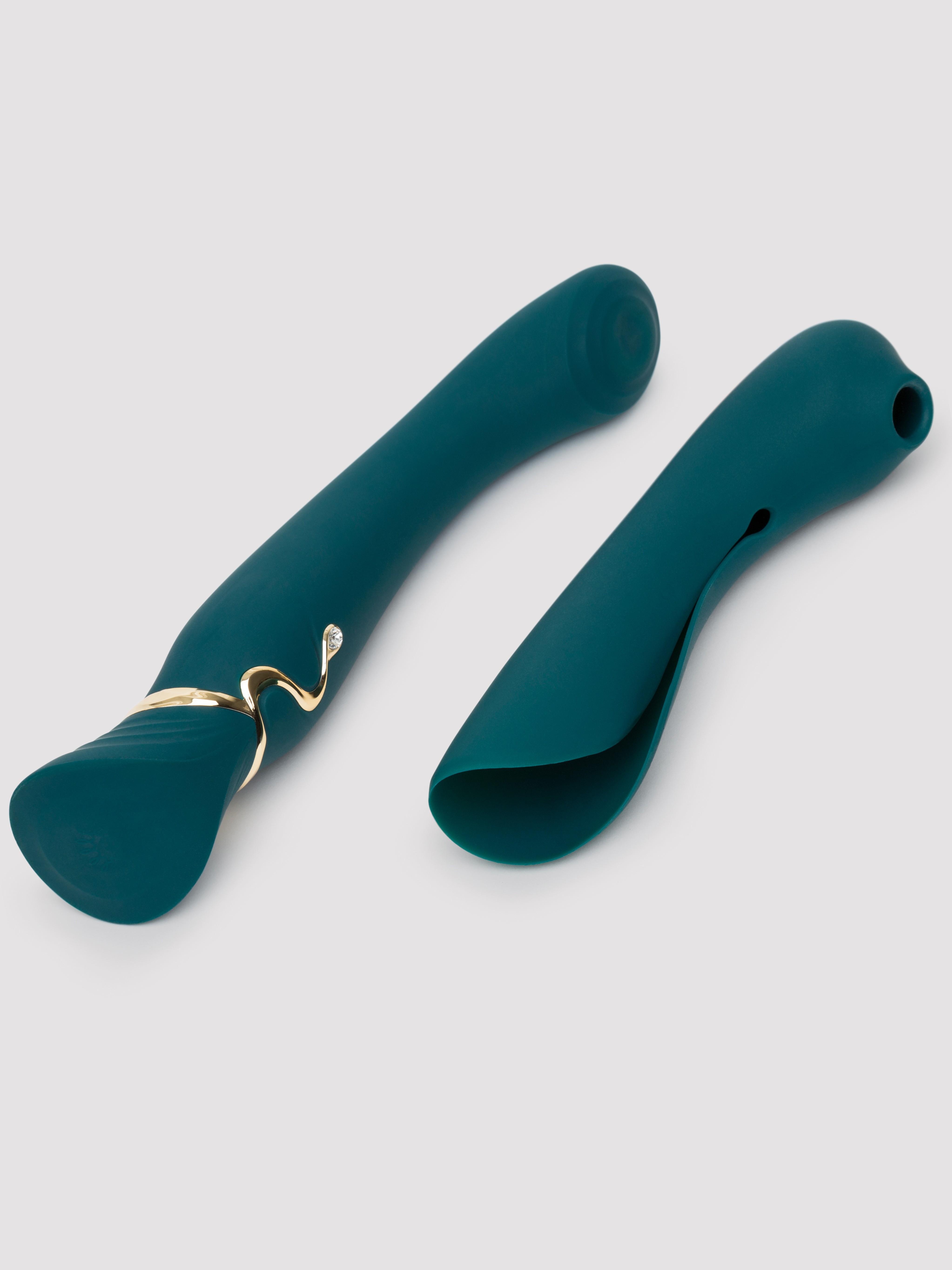 Zalo Queen App Controlled Warming G-Spot Vibrator with Suction Sleeve, Green, hi-res