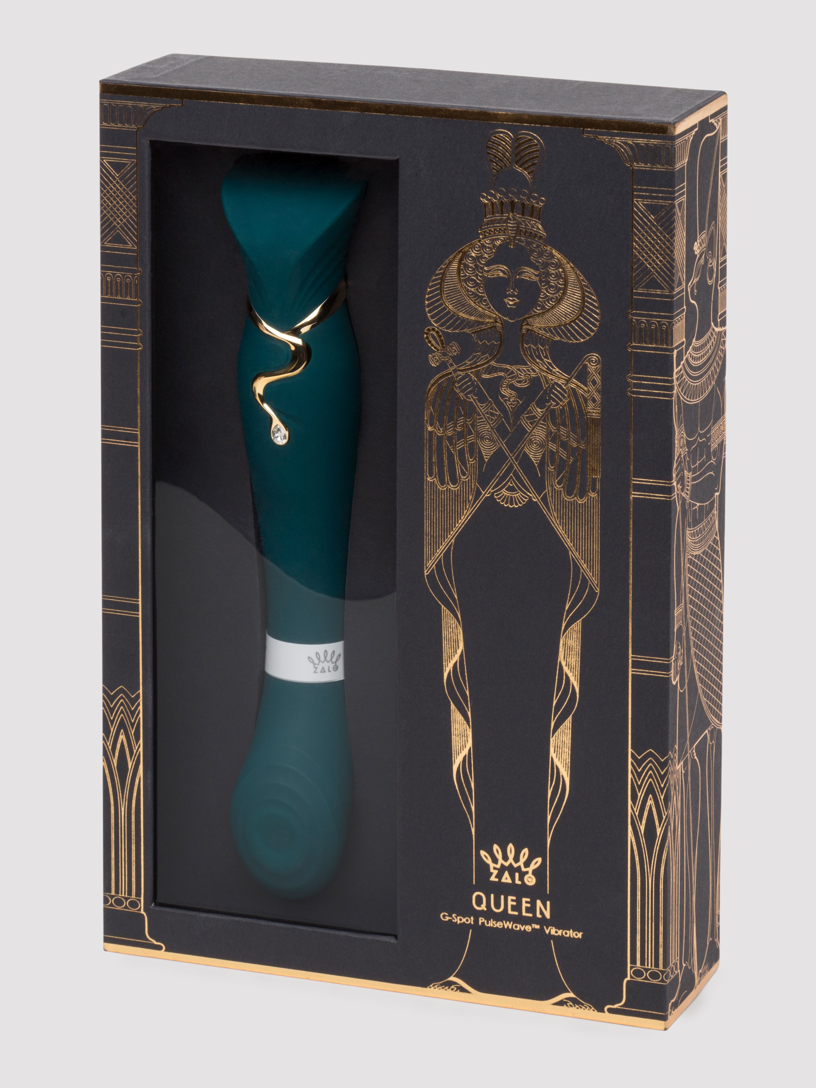 Zalo Queen App Controlled Warming G-Spot Vibrator with Suction Sleeve, Green, hi-res