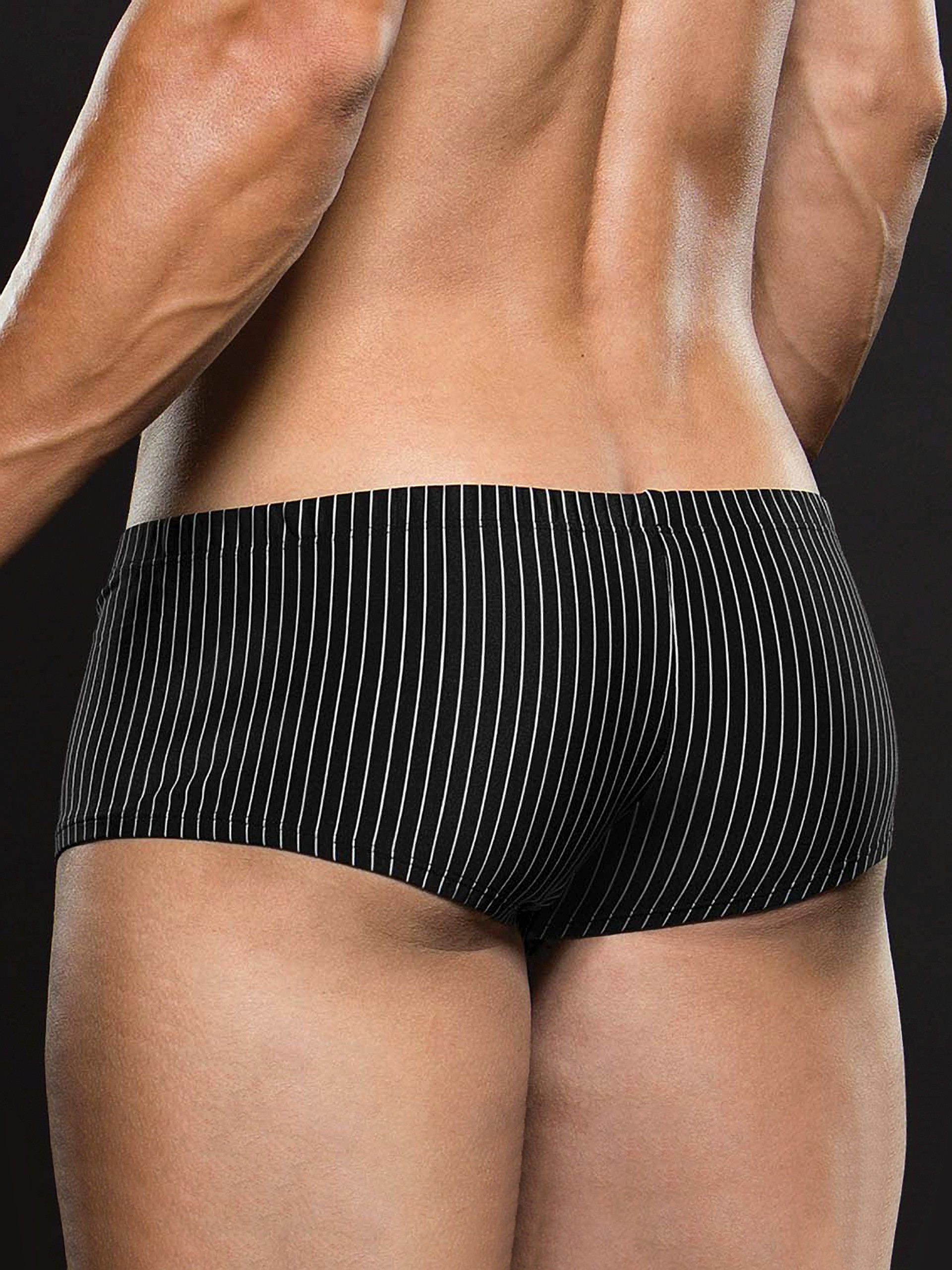 Envy Black Microfibre Pinstripe Boxer Briefs, Black, hi-res