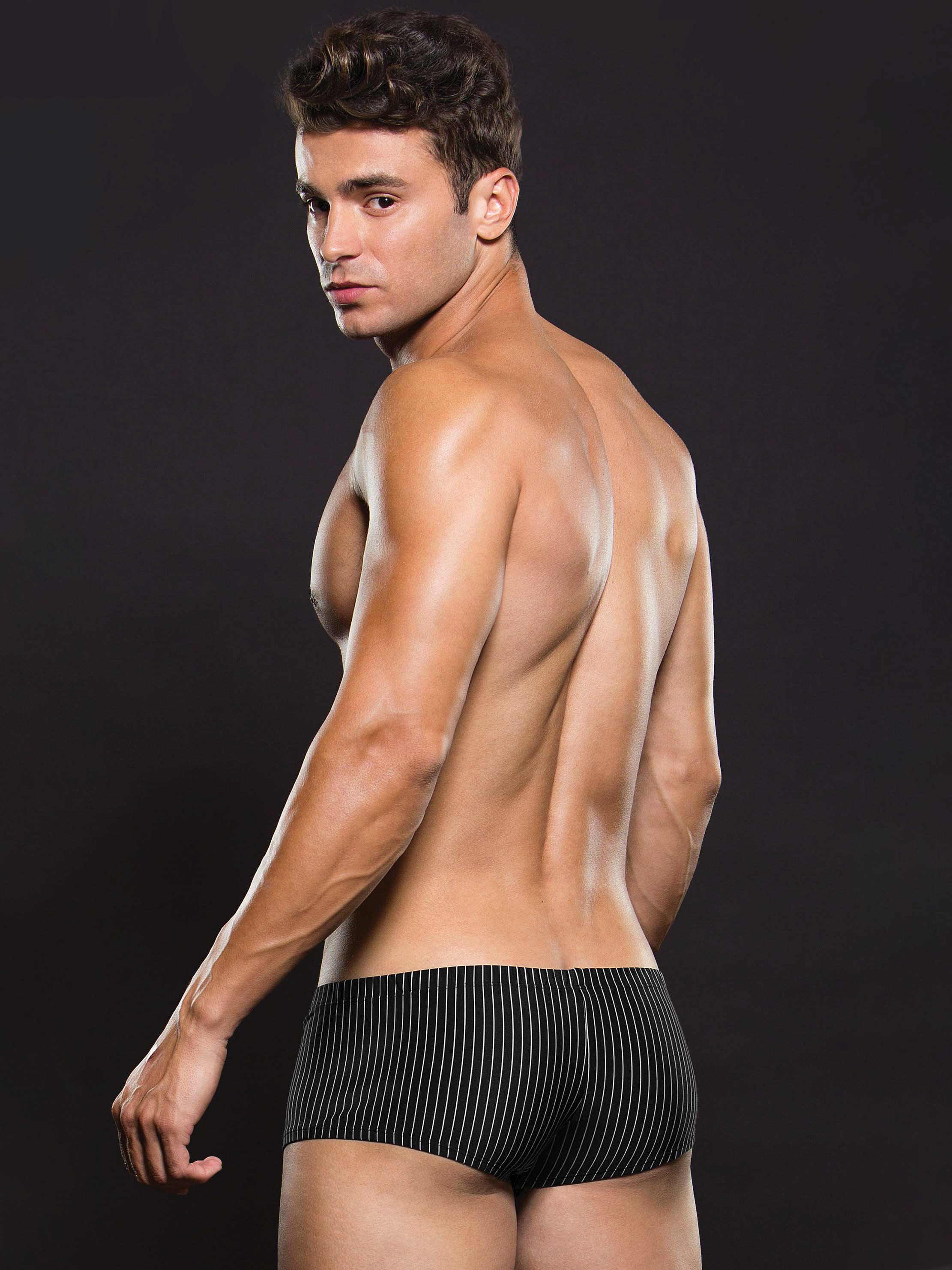 Envy Black Microfibre Pinstripe Boxer Briefs, Black, hi-res