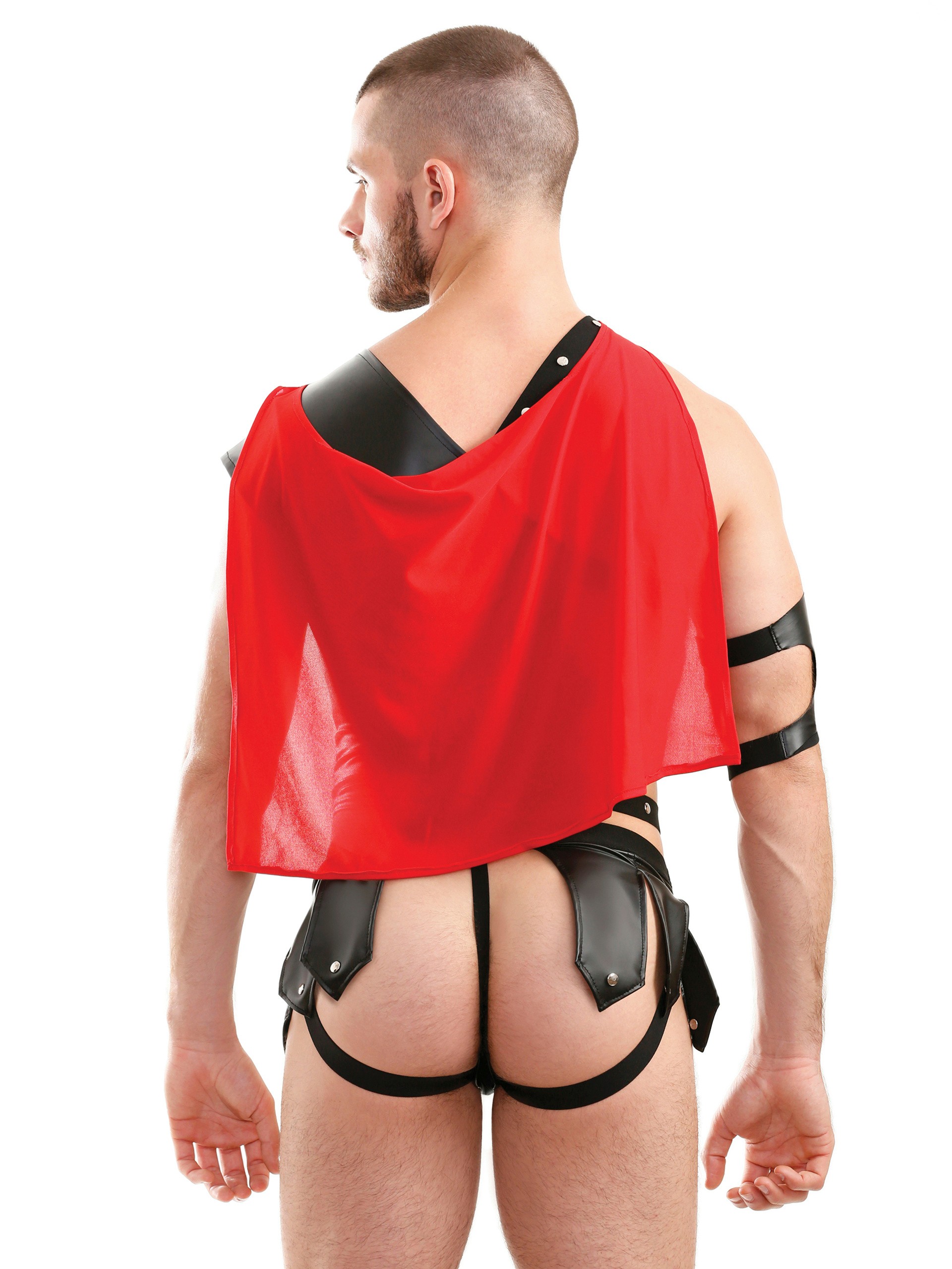 Fantasy Play Black Wet Look Gladiator Maximus Costume, Black, hi-res