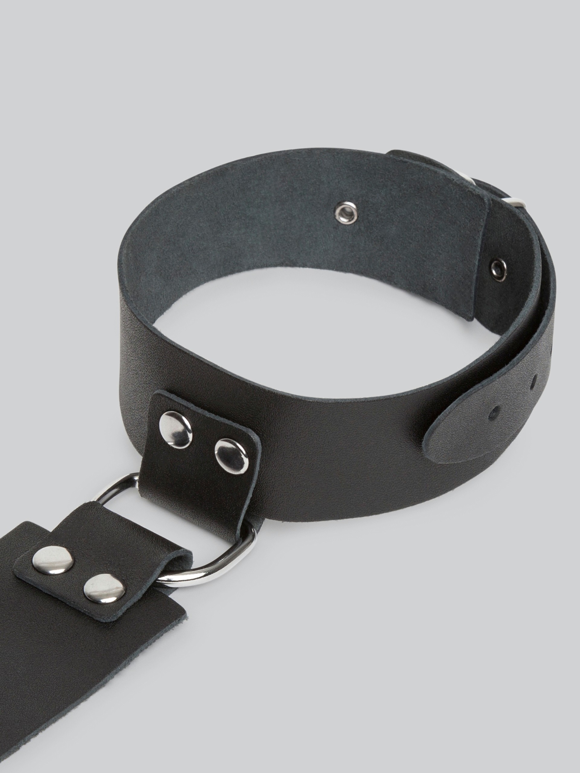 DOMINIX Deluxe Leather Collar and Wrist Restraint Harness, Black, hi-res