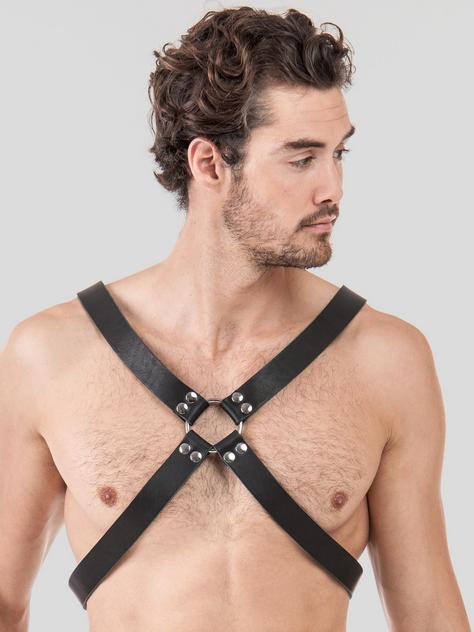 DOMINIX Deluxe Leather Cross-Body Harness, Black, hi-res