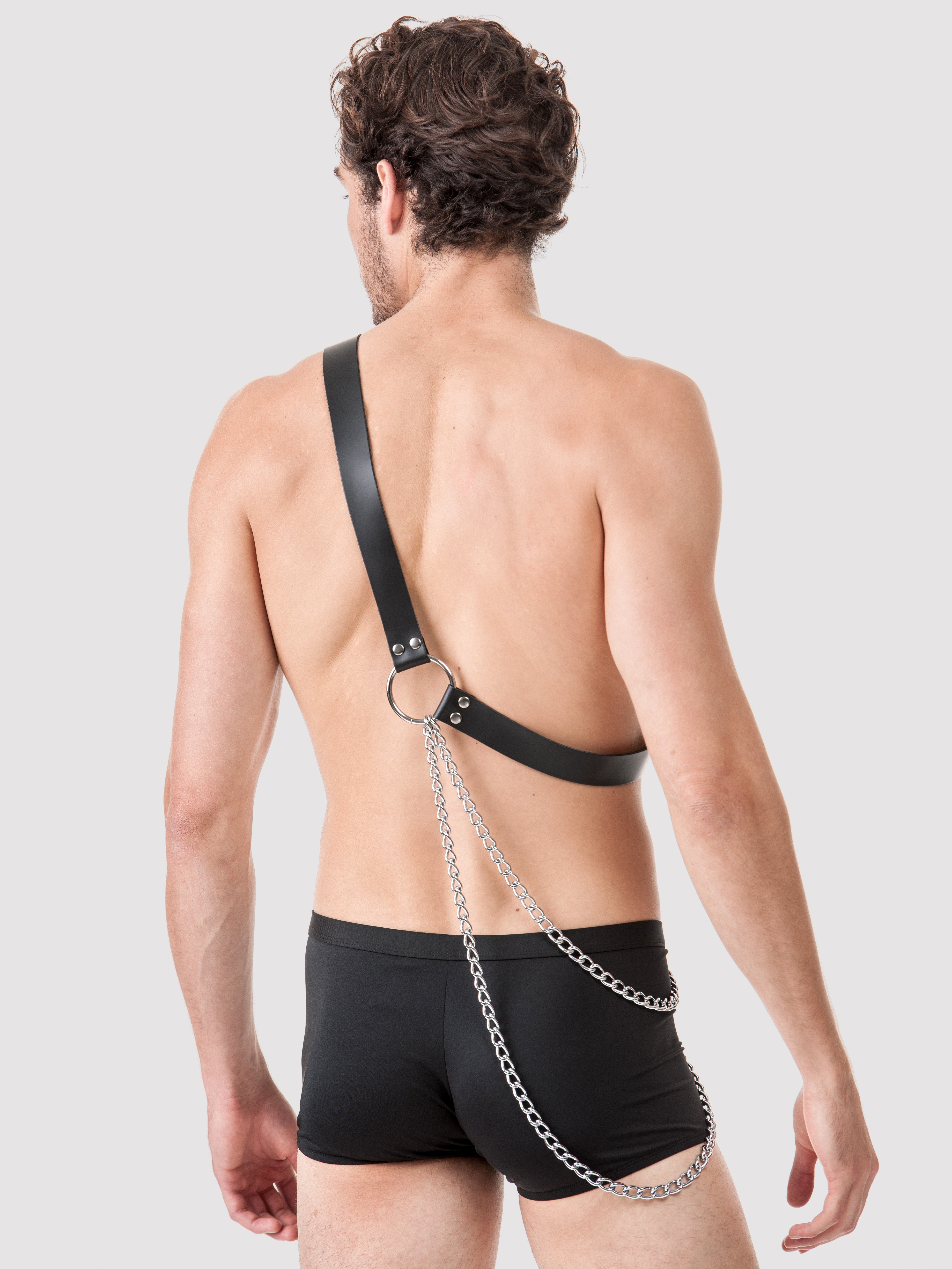 DOMINIX Deluxe Leather and Chain Harness, Black, hi-res