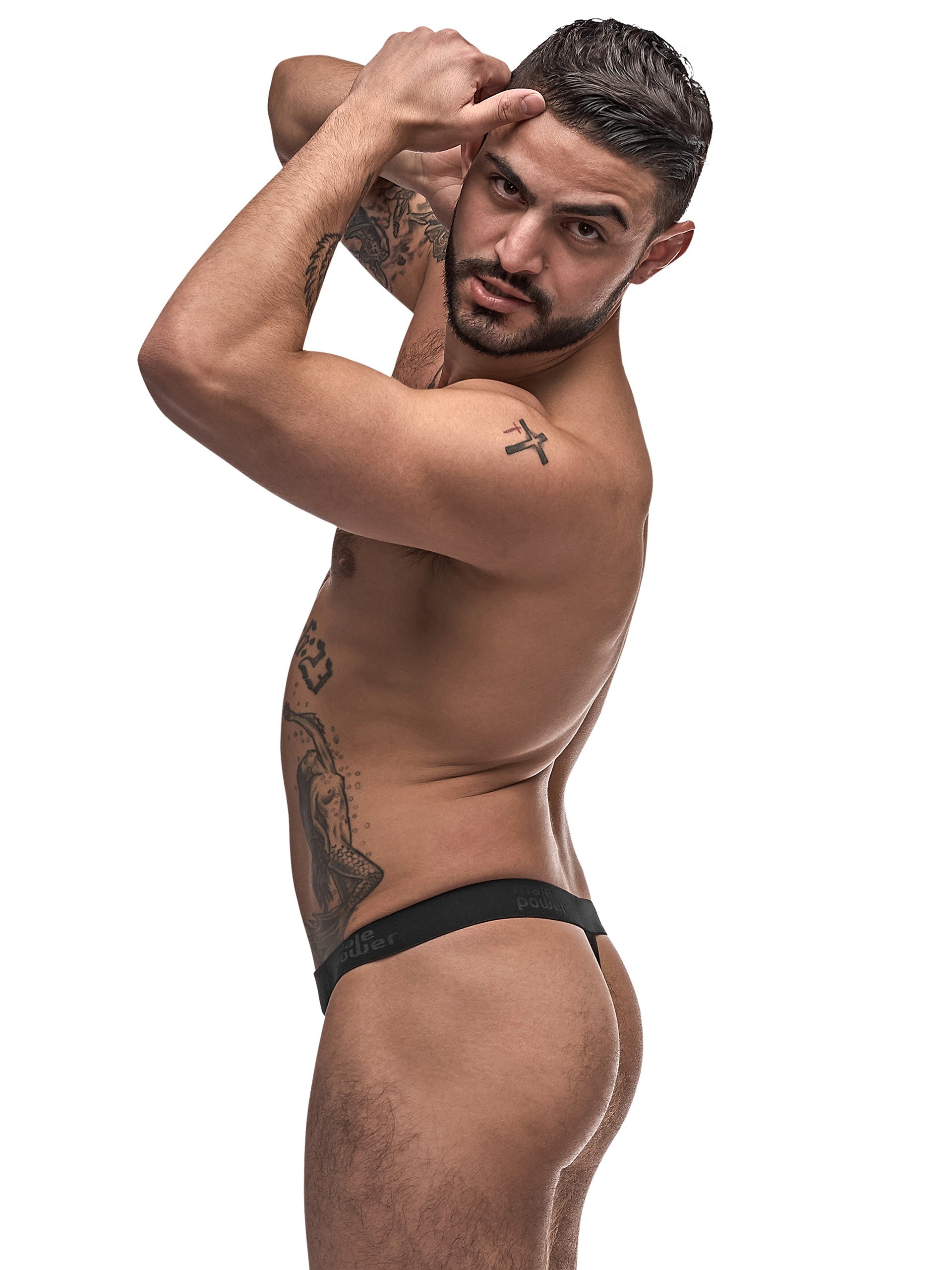 Male Power Black Rip-Off Thong, Black, hi-res