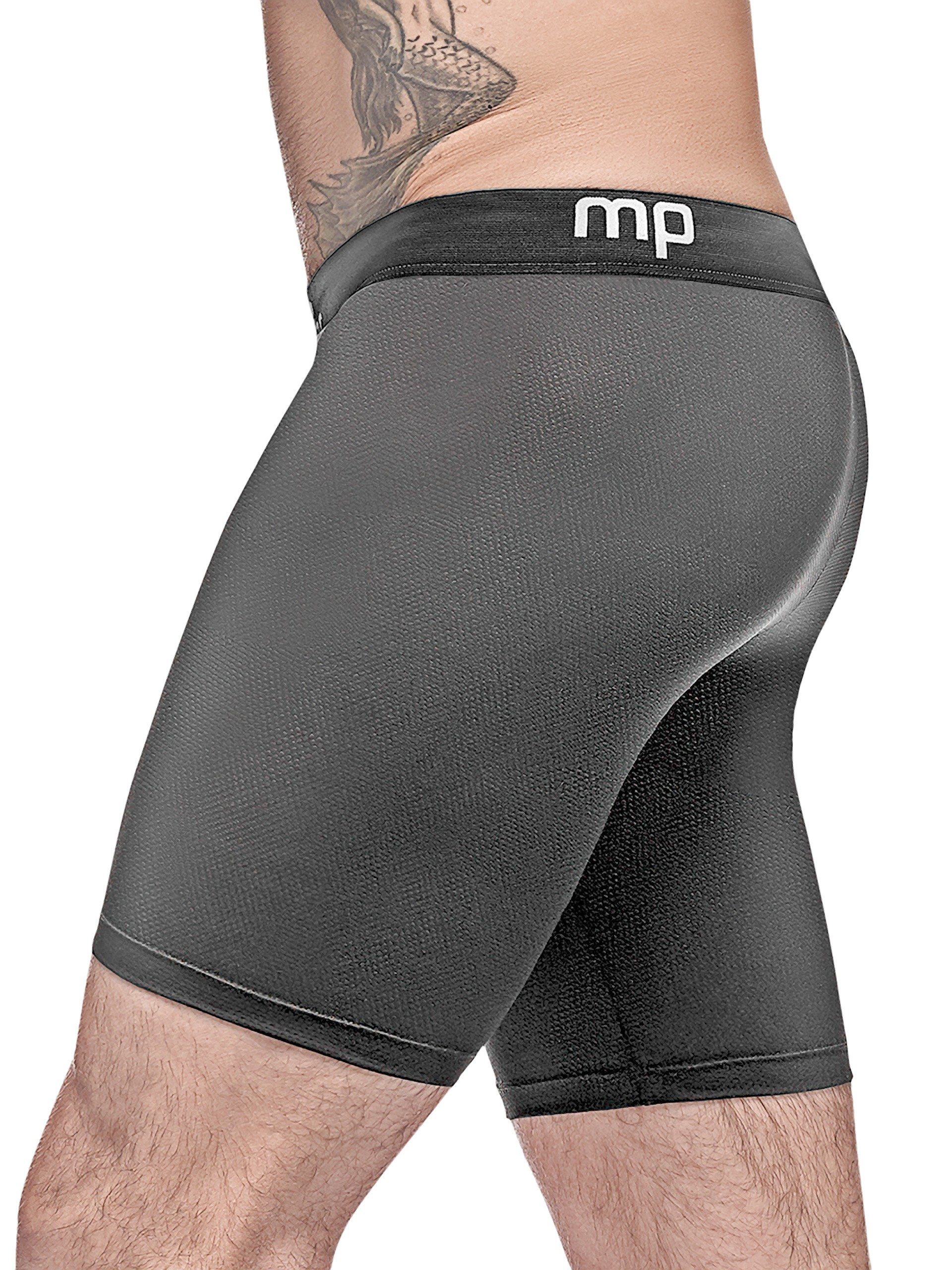Male Power Black Stretch Long Boxer Shorts, Black, hi-res