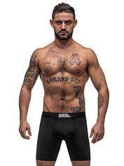 Male Power Black Stretch Long Boxer Shorts, Black, hi-res