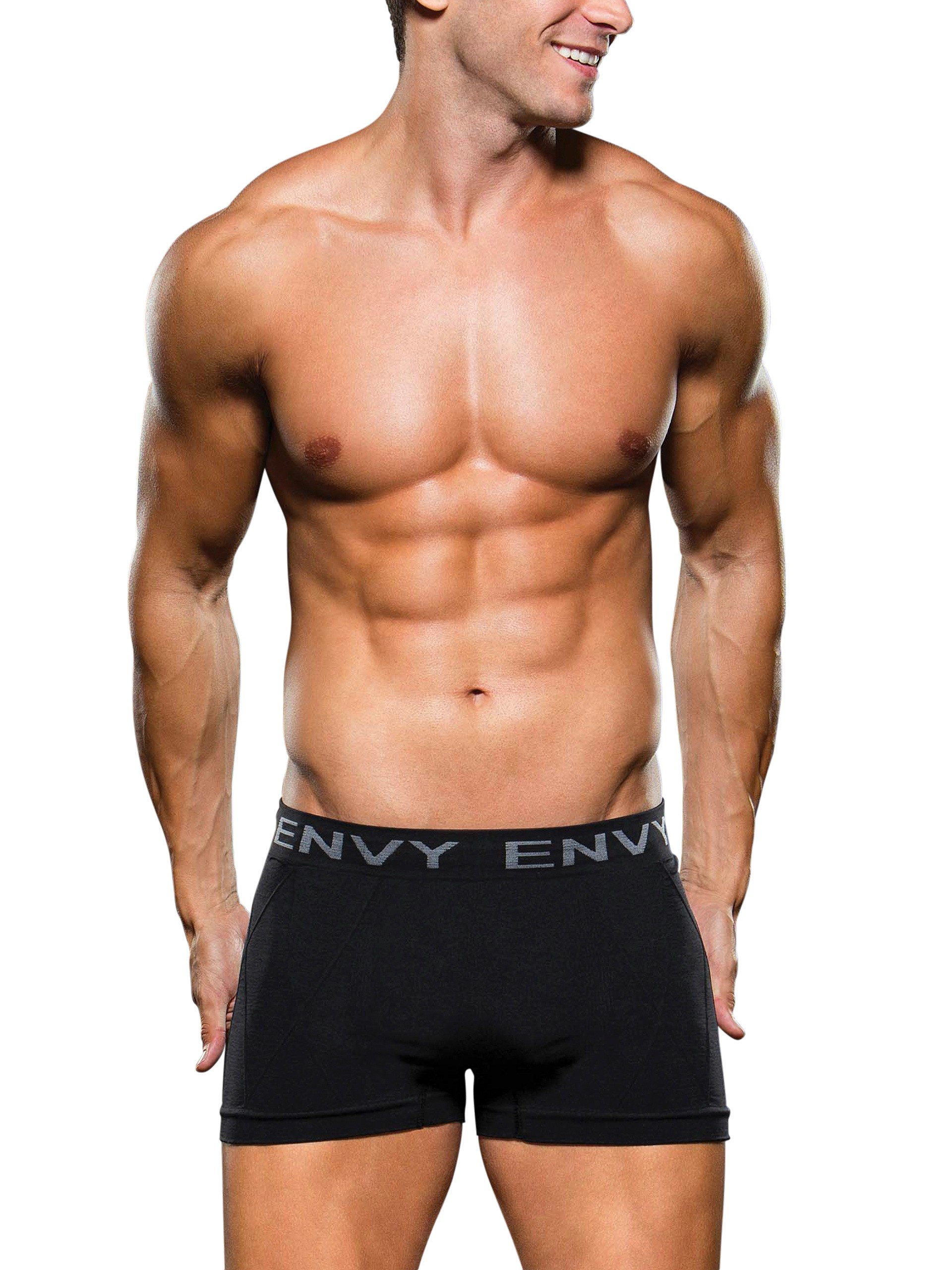 Envy Black Seamless Boxer Shorts, Black, hi-res