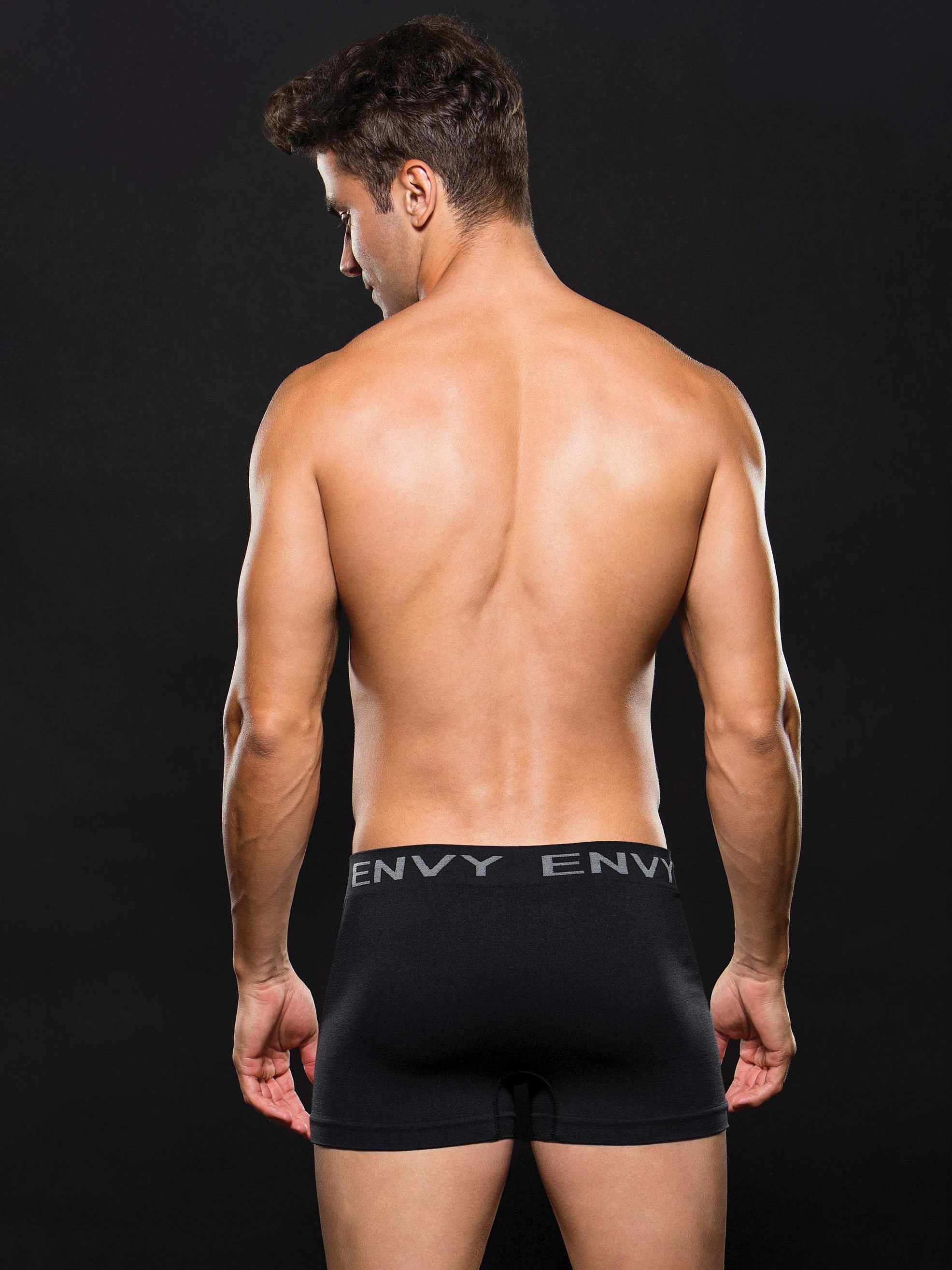 Envy Black Seamless Boxer Shorts, Black, hi-res