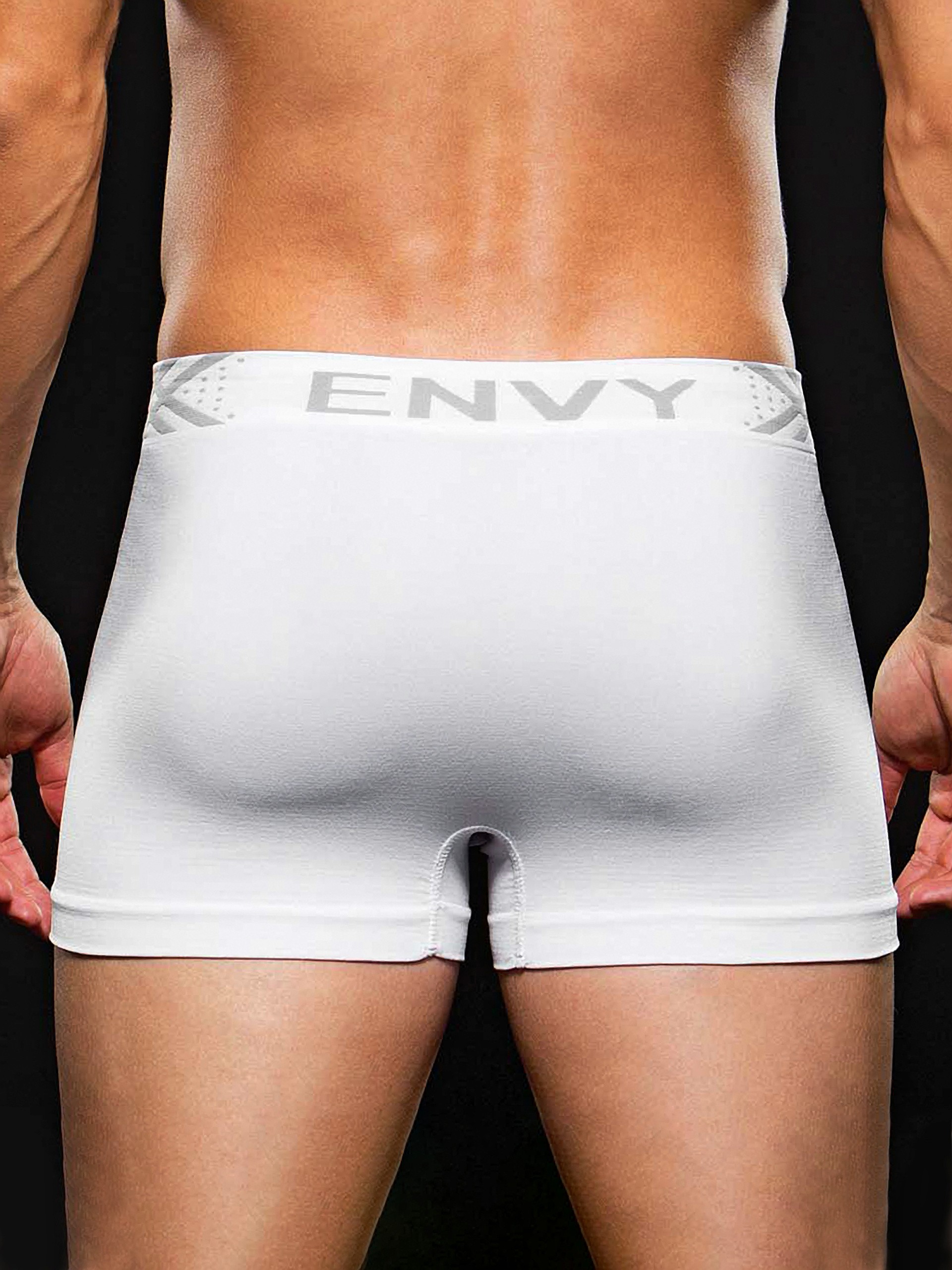 Envy Black Seamless Boxer Shorts, White, hi-res